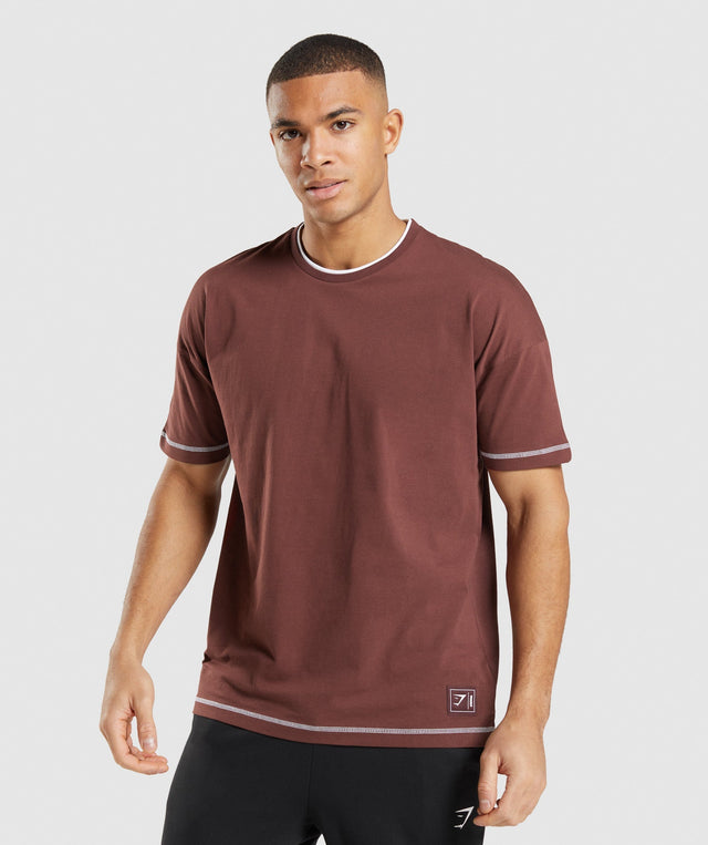 Gymshark Recess T-Shirt - Cherry Brown/White | Gymshark