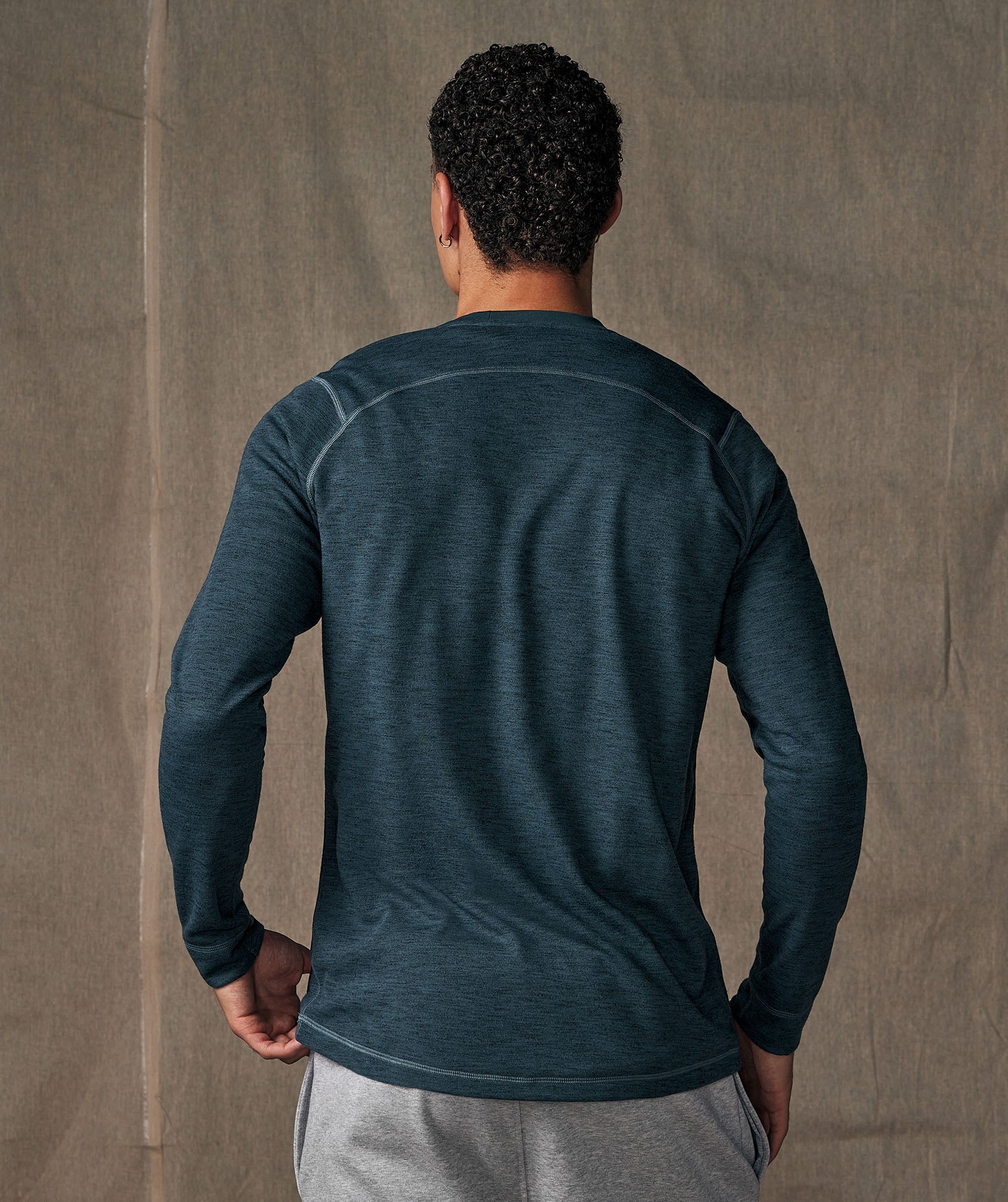 Retake Long Sleeve T-Shirt in Tuscan Teal/Onyx Grey Marl - view 3