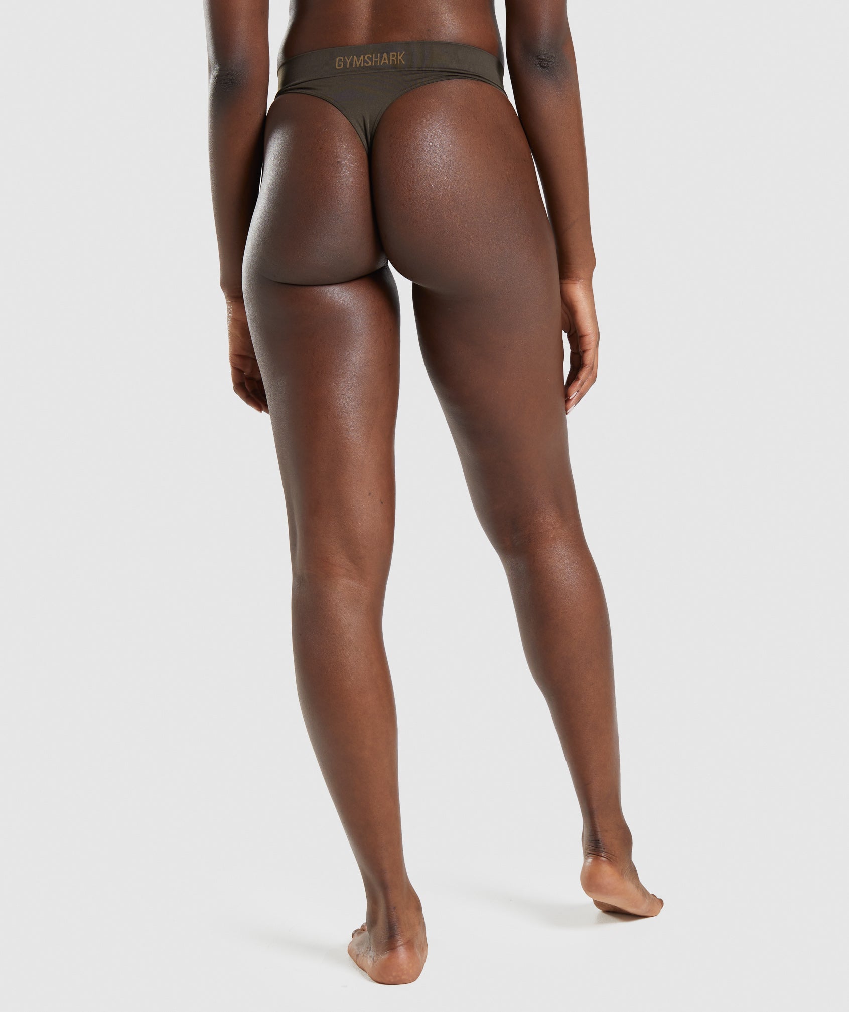Seamless High Rise Thong in Espresso Brown - view 3
