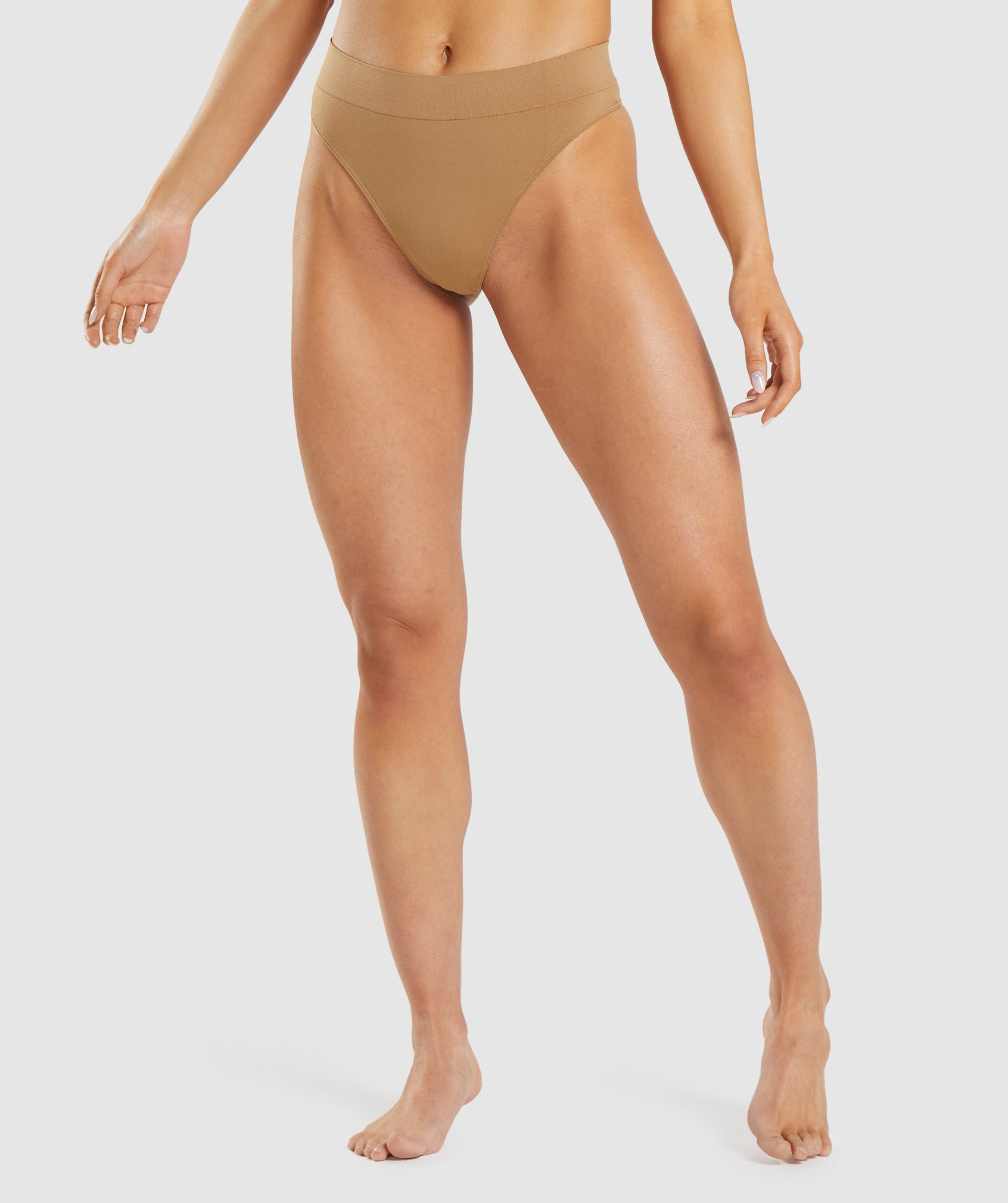 Seamless High Rise Thong in Golden Light Brown - view 1
