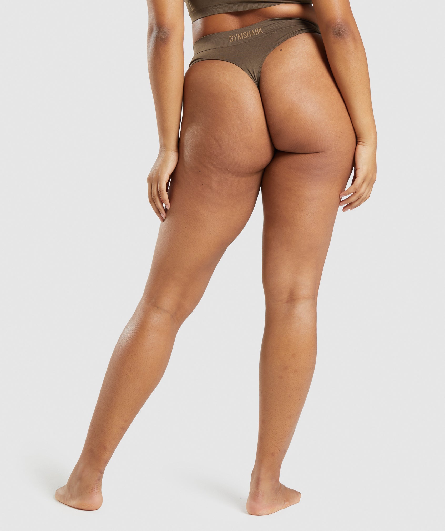 Seamless High Rise Thong in Walnut Brown - view 2
