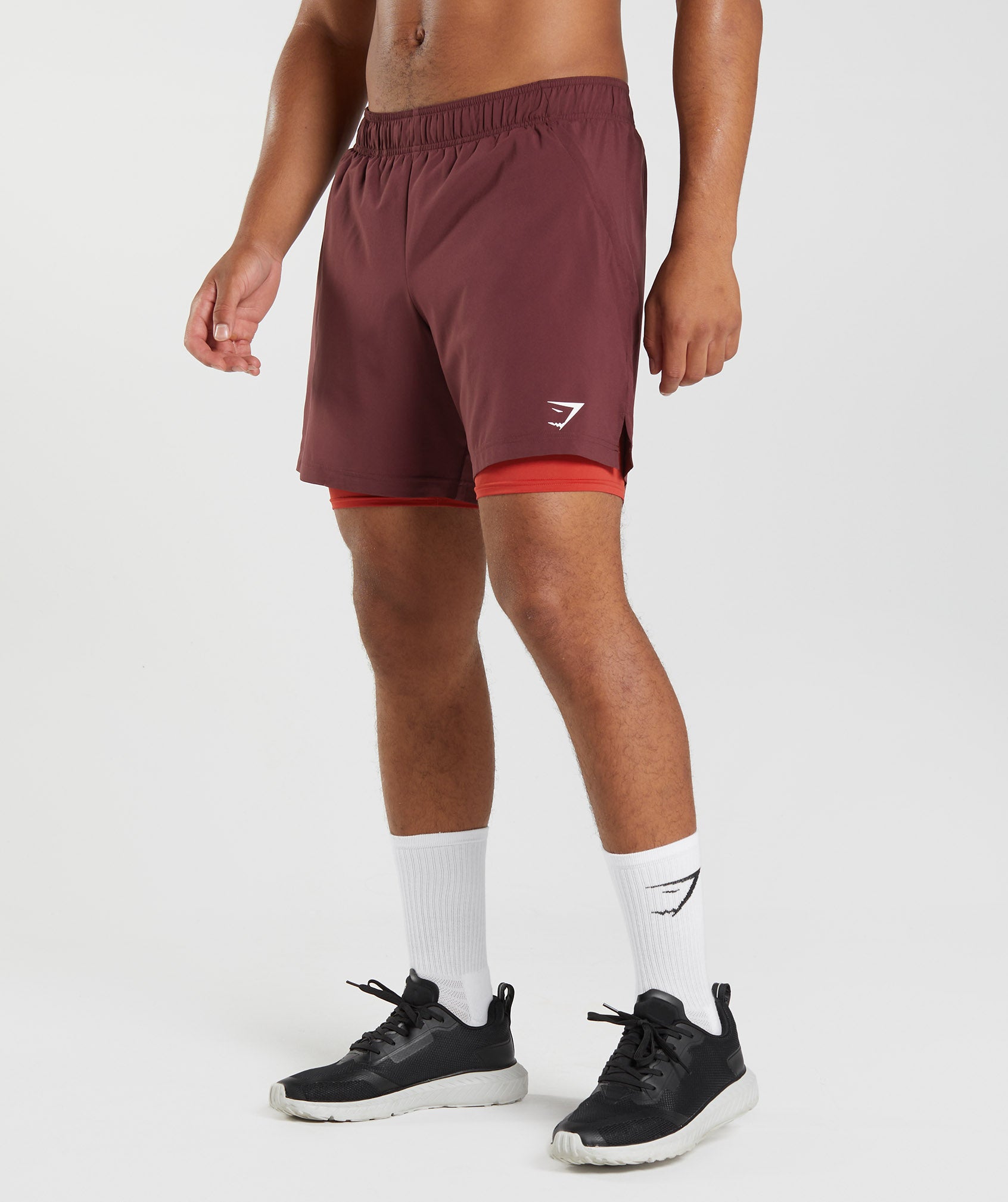 Sport 7" 2 In 1 Shorts in Baked Maroon/Salsa Red - view 1