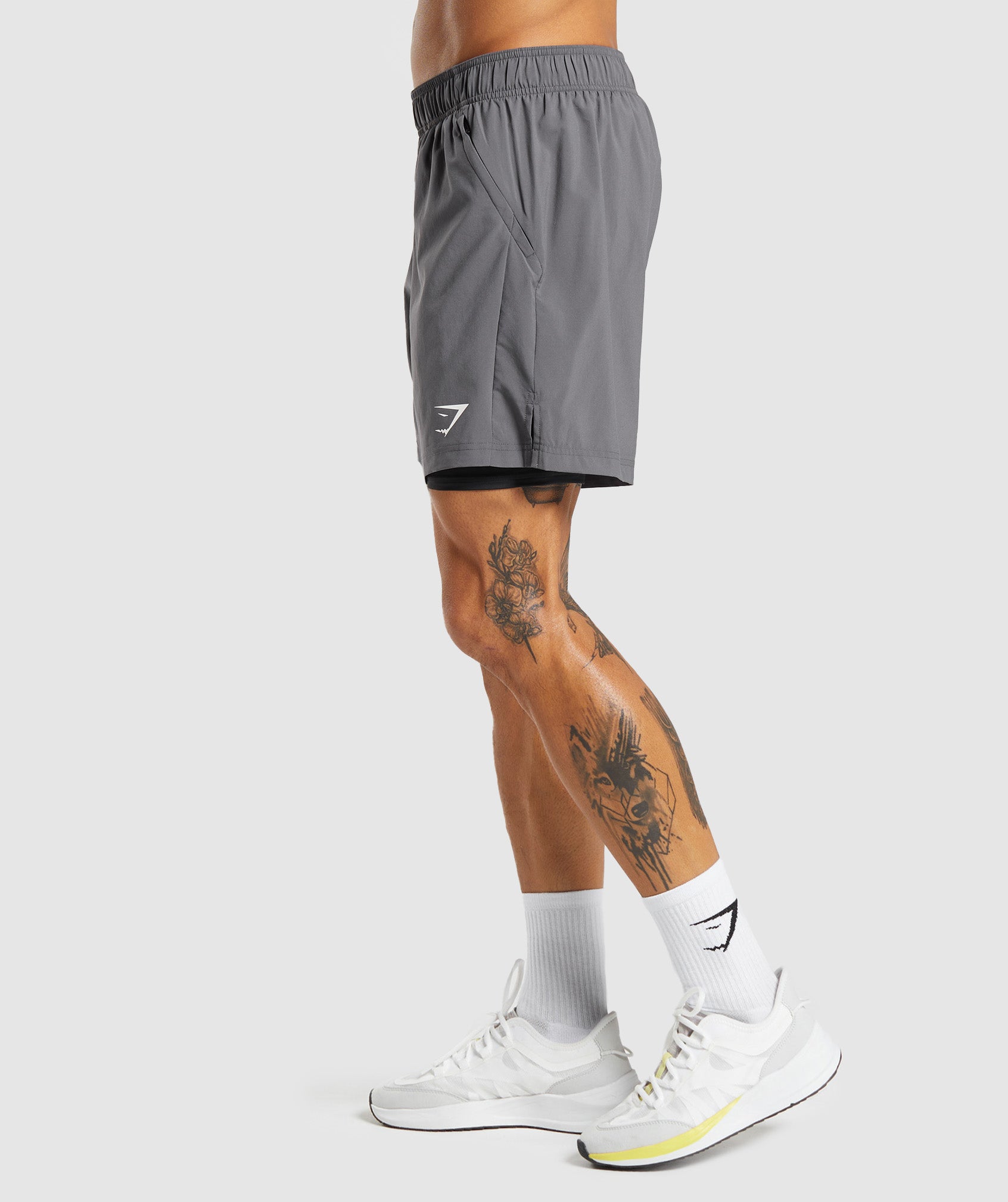 Gymshark Sport 7 2 In 1 Shorts - Silhouette Grey/Black
