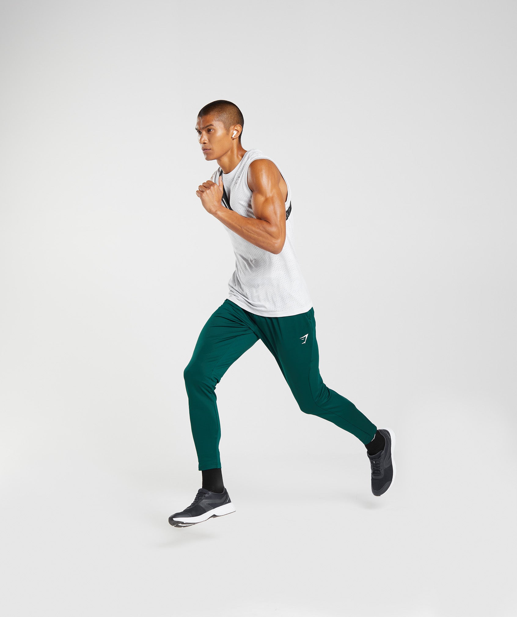 GYMSHARK Open Knee Drawstring Green Speckled Athletic Jogger