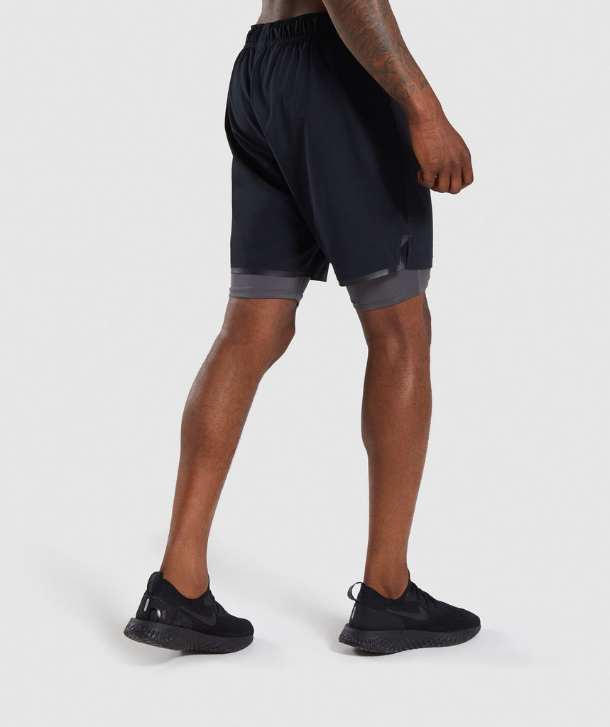 Gymshark Superior 2 In 1 Training Shorts - Black/Charcoal 2