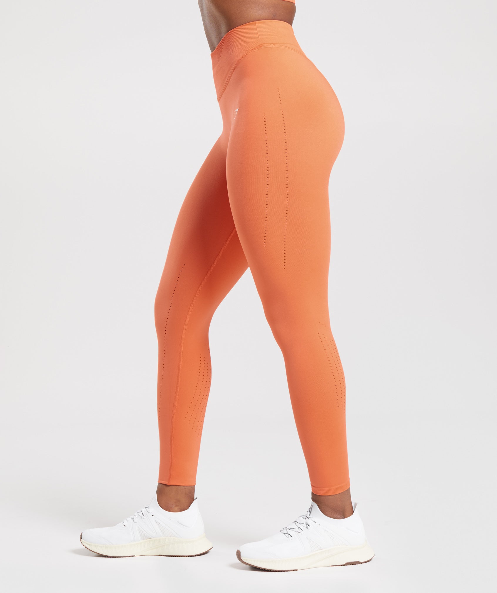 Gymshark Dry Orange High Waist Perforated Cropped Leggings Size XS