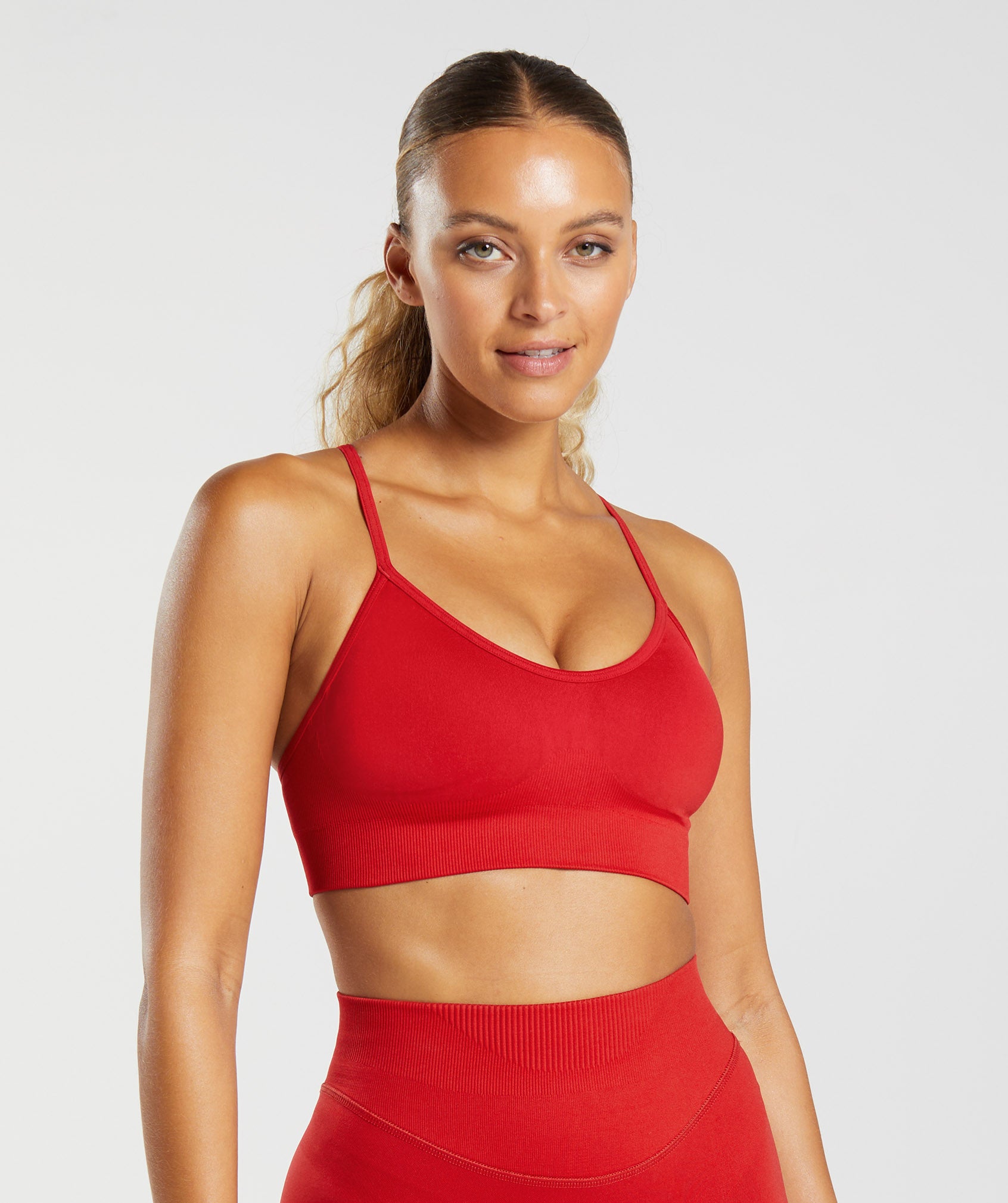 RQYYD Clearance Workout Sets for Women Short Sleeve Halter Strap Sports Bra  High Waist Yoga Shorts 2 Piece Seamless Ribbed Outfits Red S 