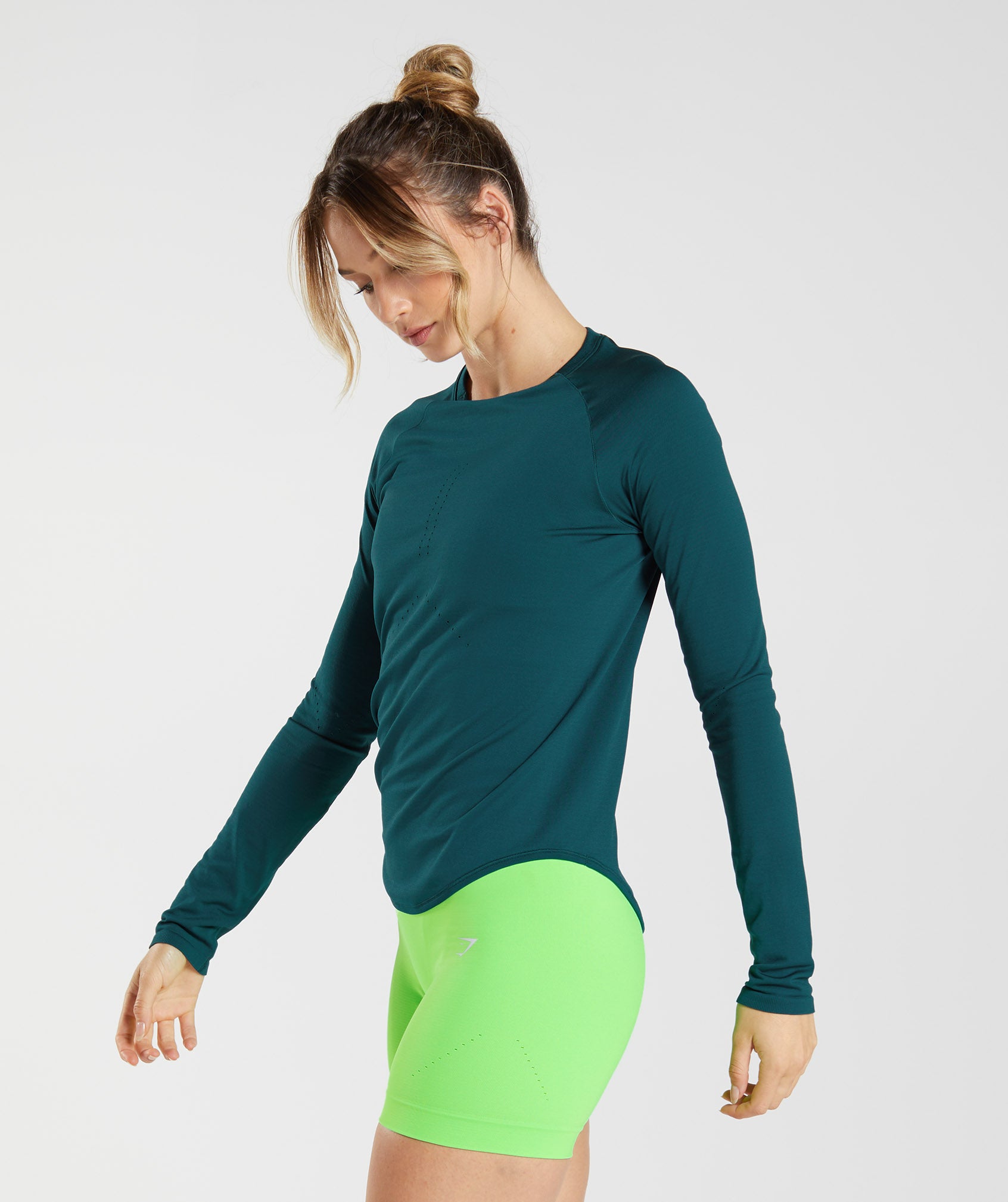 Sweat Seamless Long Sleeve Top in Winter Teal