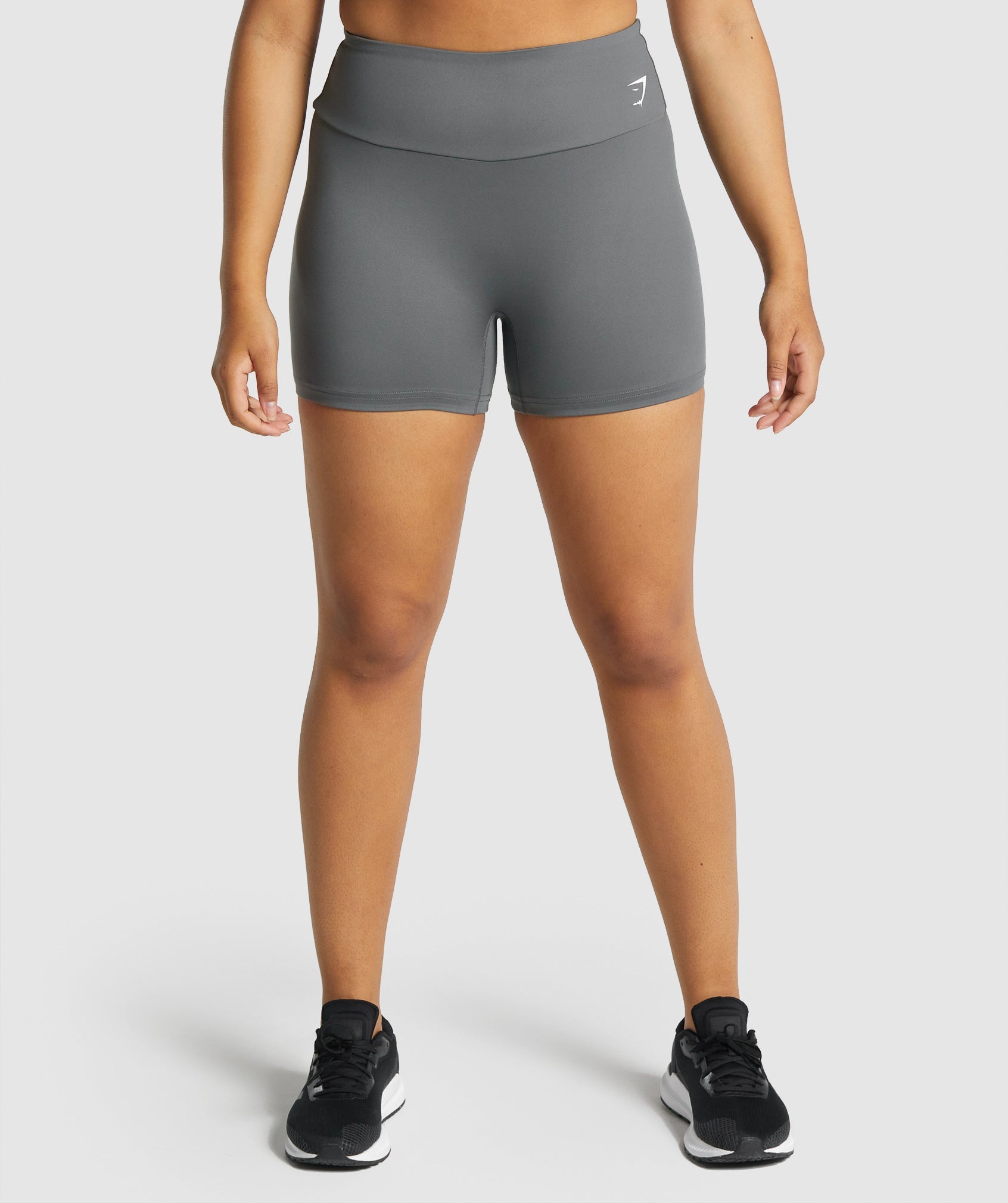 Gymshark Women's Flex Shorts Charcoal Marl Black Pull On Seamless Mid-Rise