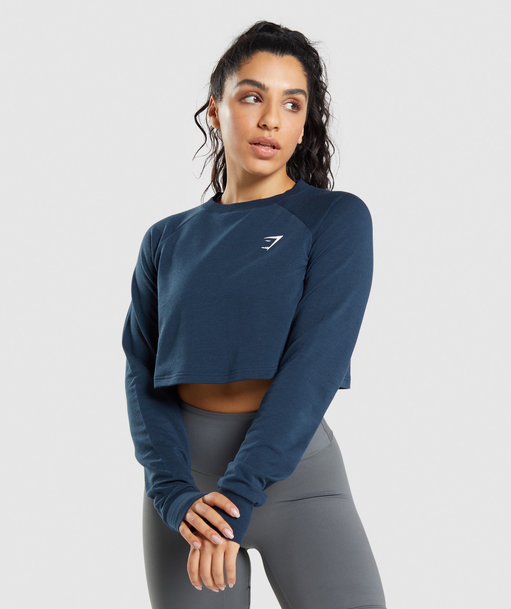 Training Cropped Sweater in Navy - view 1