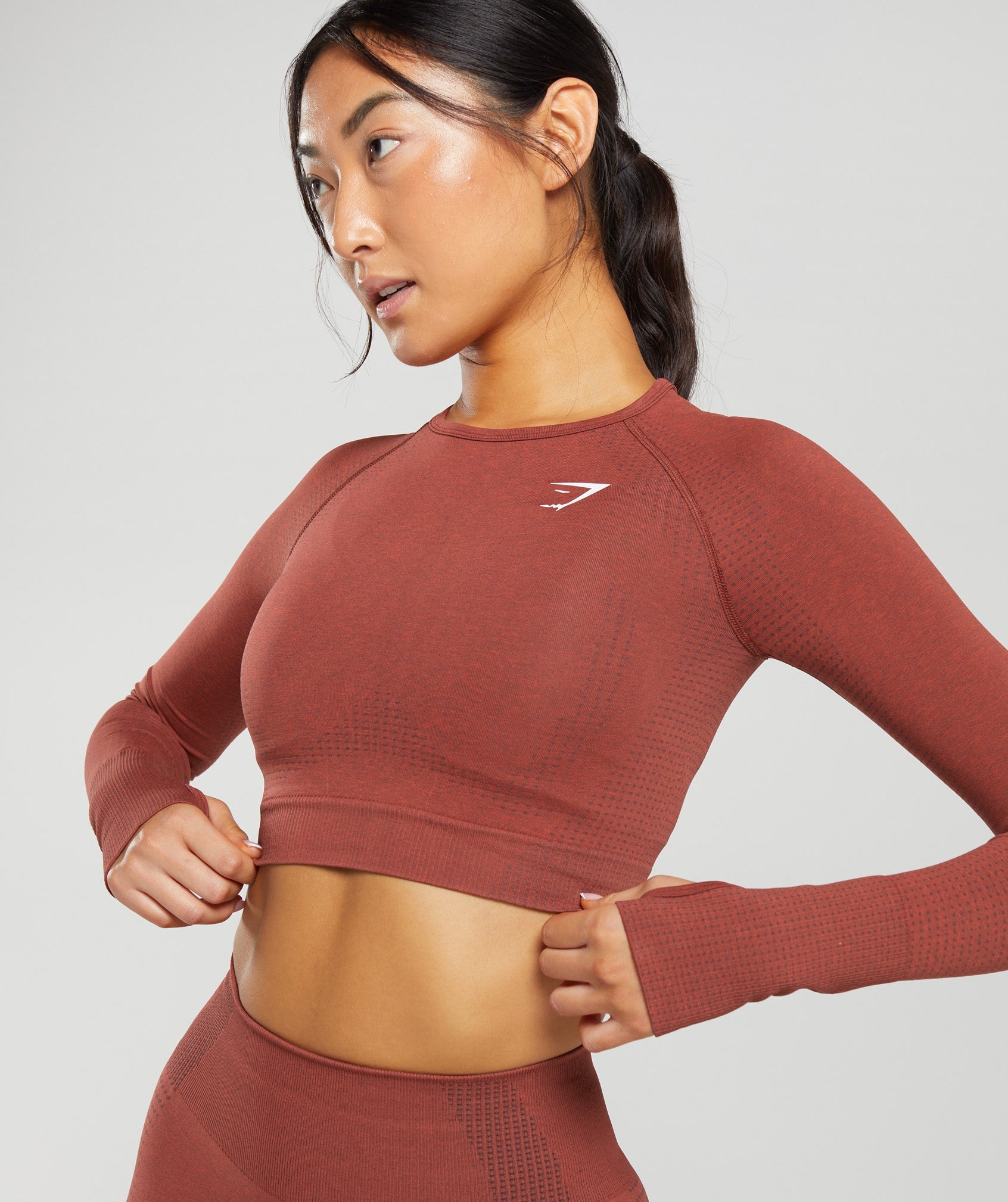 Gymshark Vital Seamless 2.0 High Neck Midi Top - Brick Red