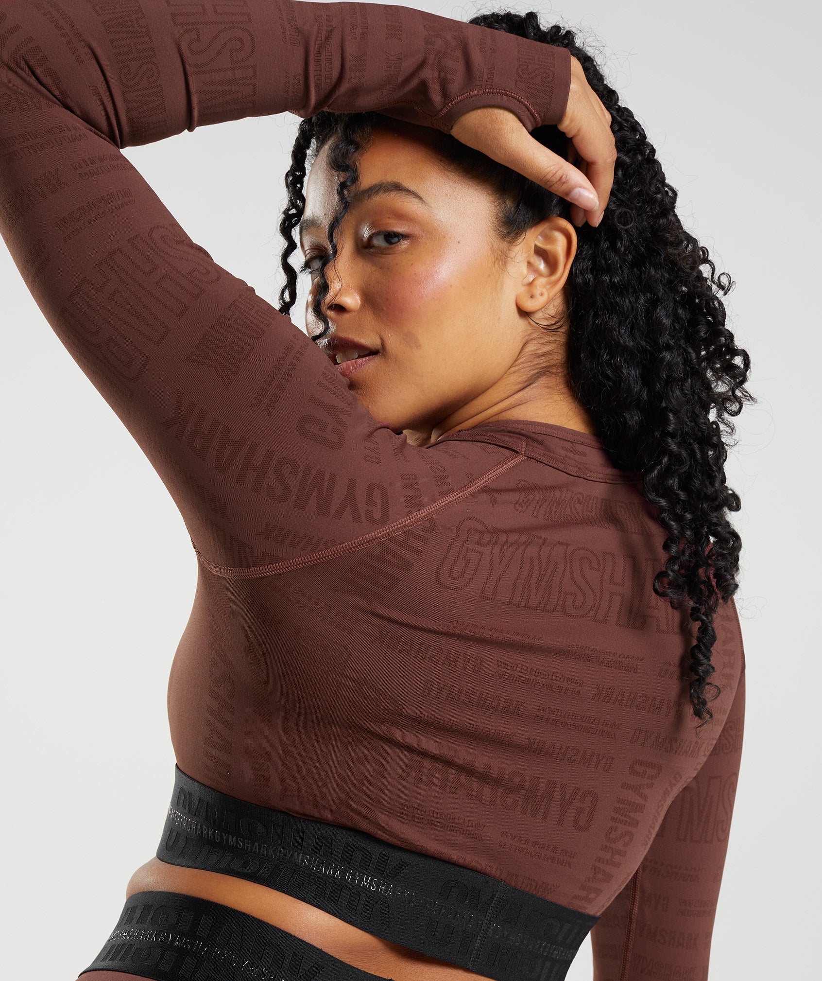 Vision Long Sleeve Crop Top in Cherry Brown - view 5