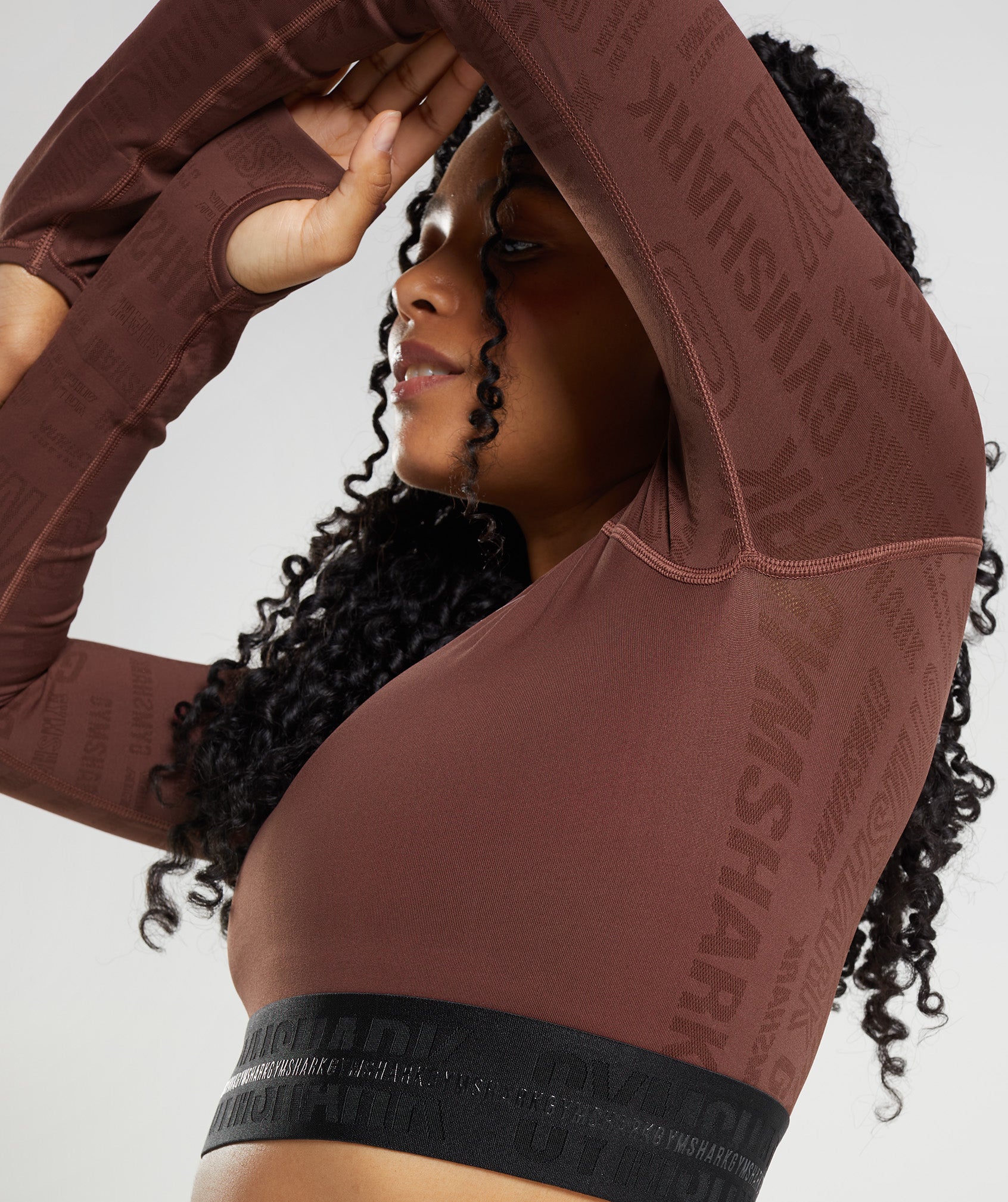 Vision Long Sleeve Crop Top in Cherry Brown - view 6