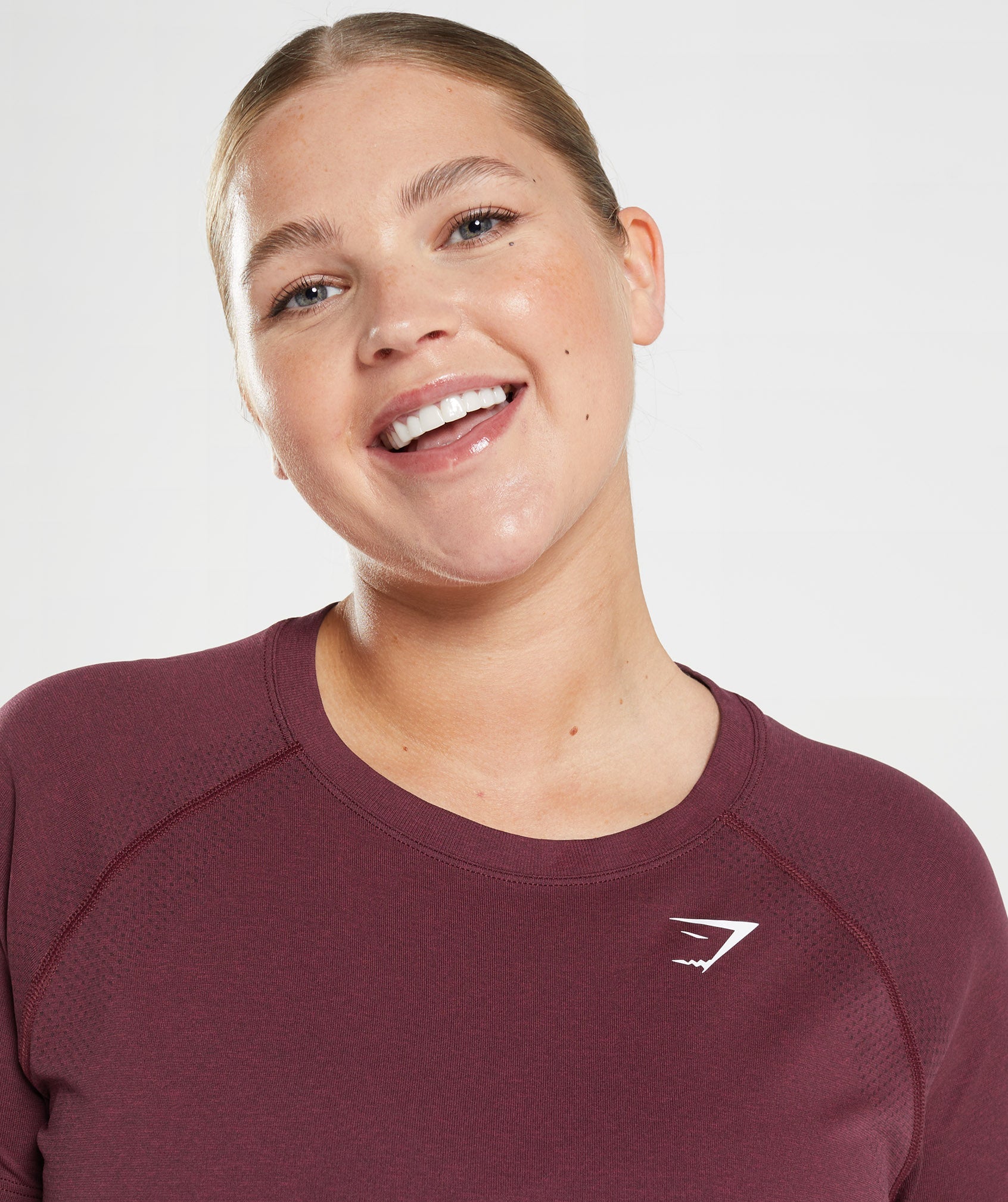 Gymshark Womens Vital Seamless Crop Top Baked Maroon Marl Long Sleeves  Athletic