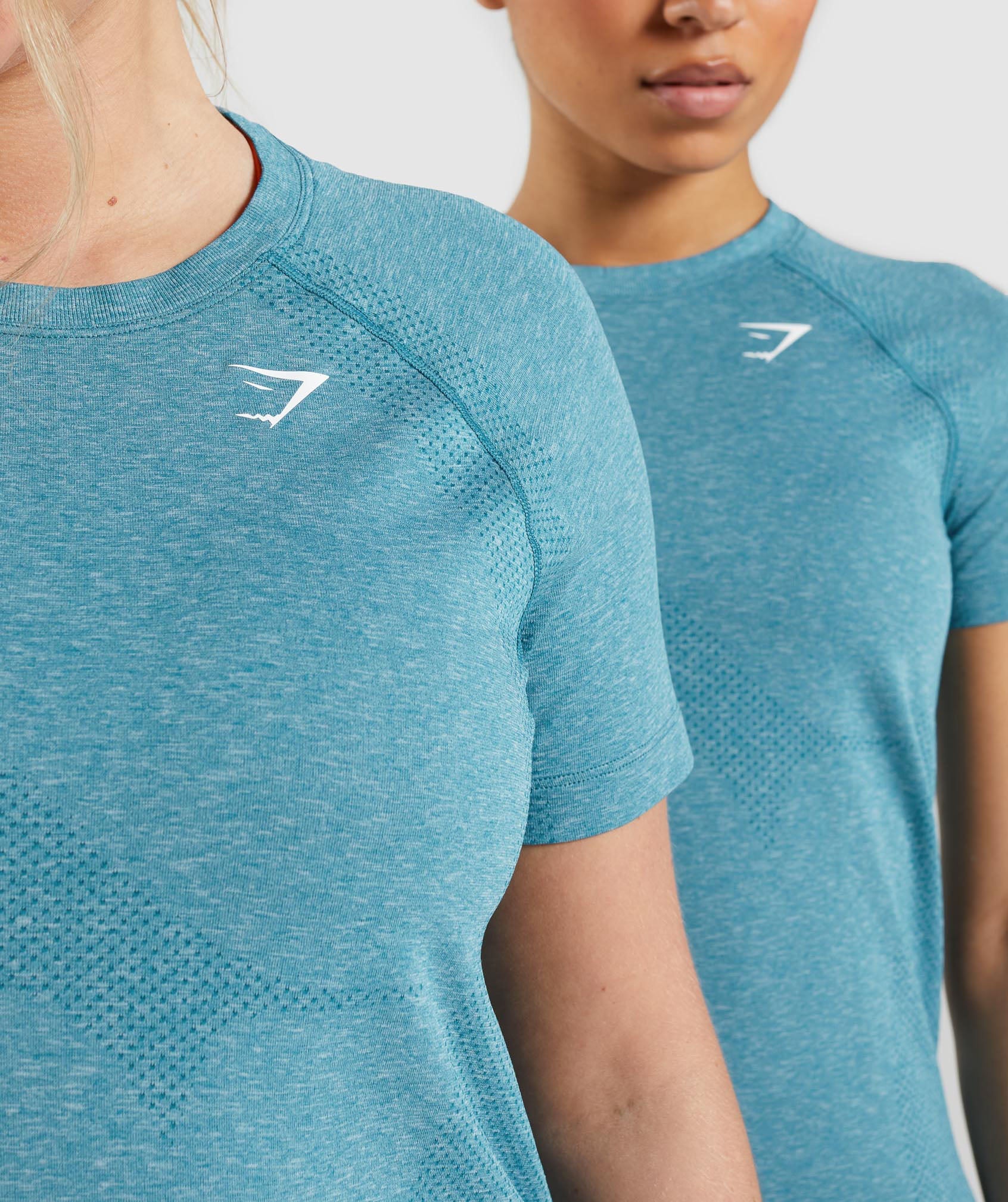 Gymshark Vital Seamless 2.0 Long Sleeve Crop Top - Tahoe Teal Marl