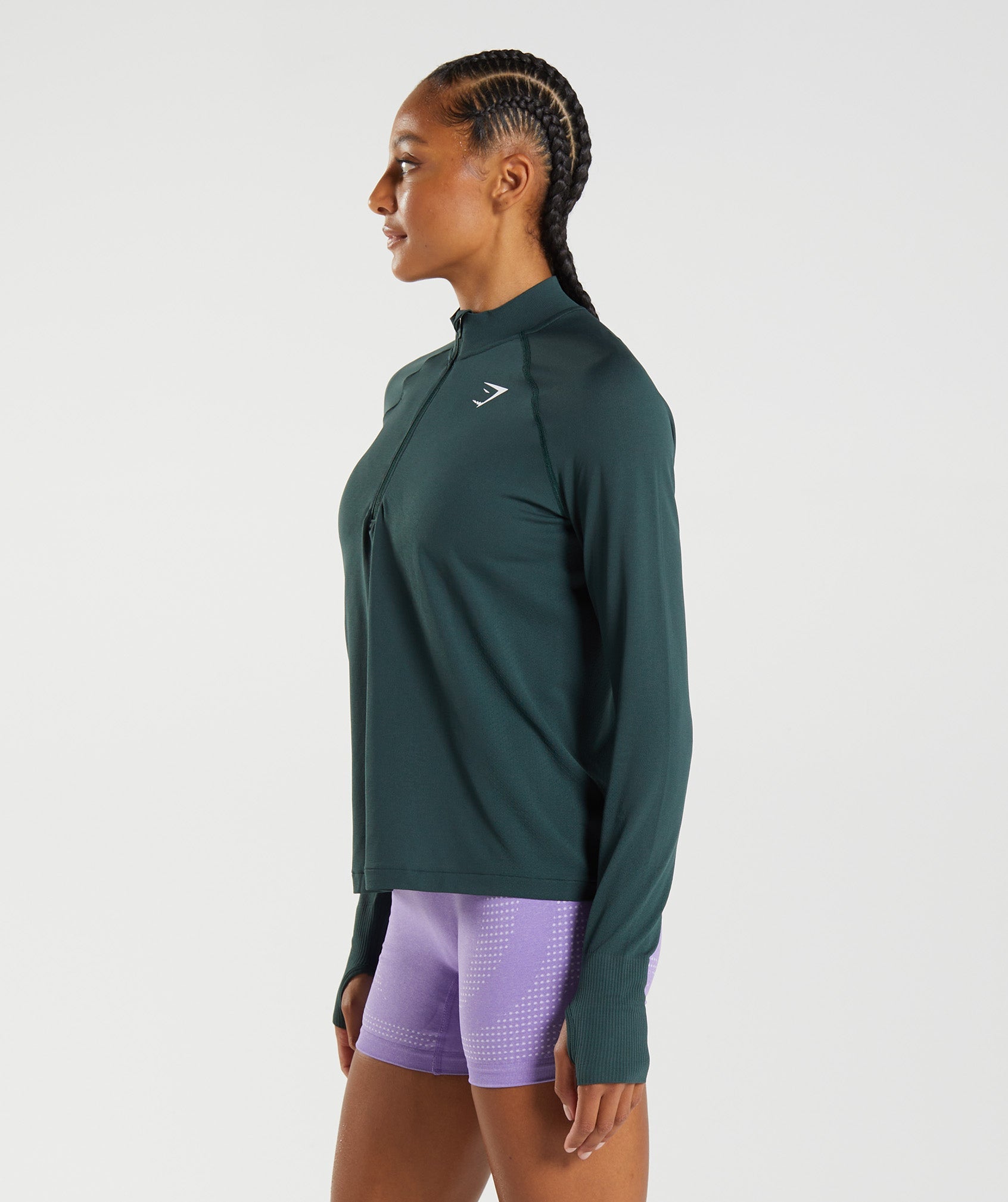 Vital Seamless 1/2 Zip in Woodland Green Marl