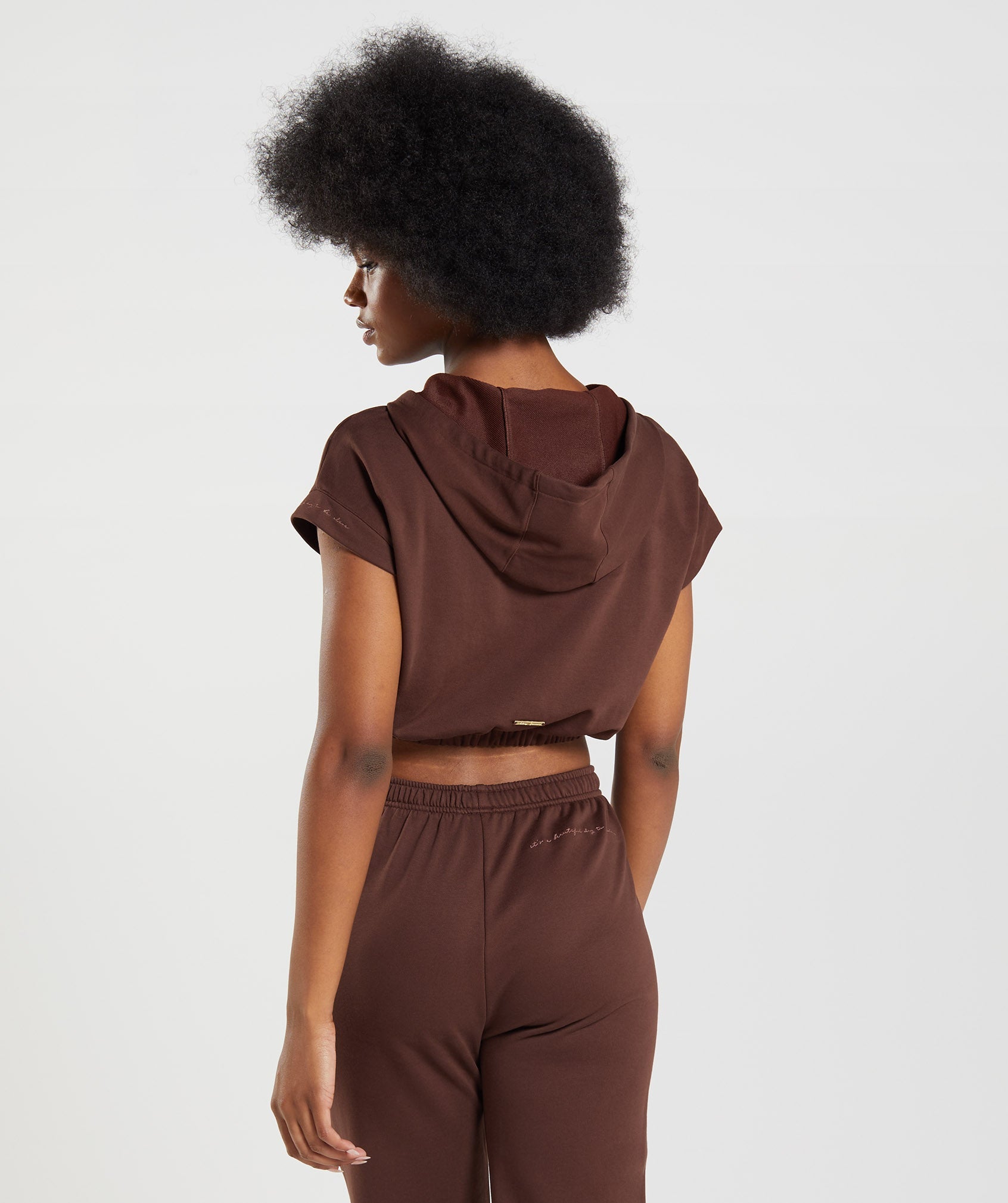 Whitney Cropped Sleeveless Hoodie in Rekindle Brown