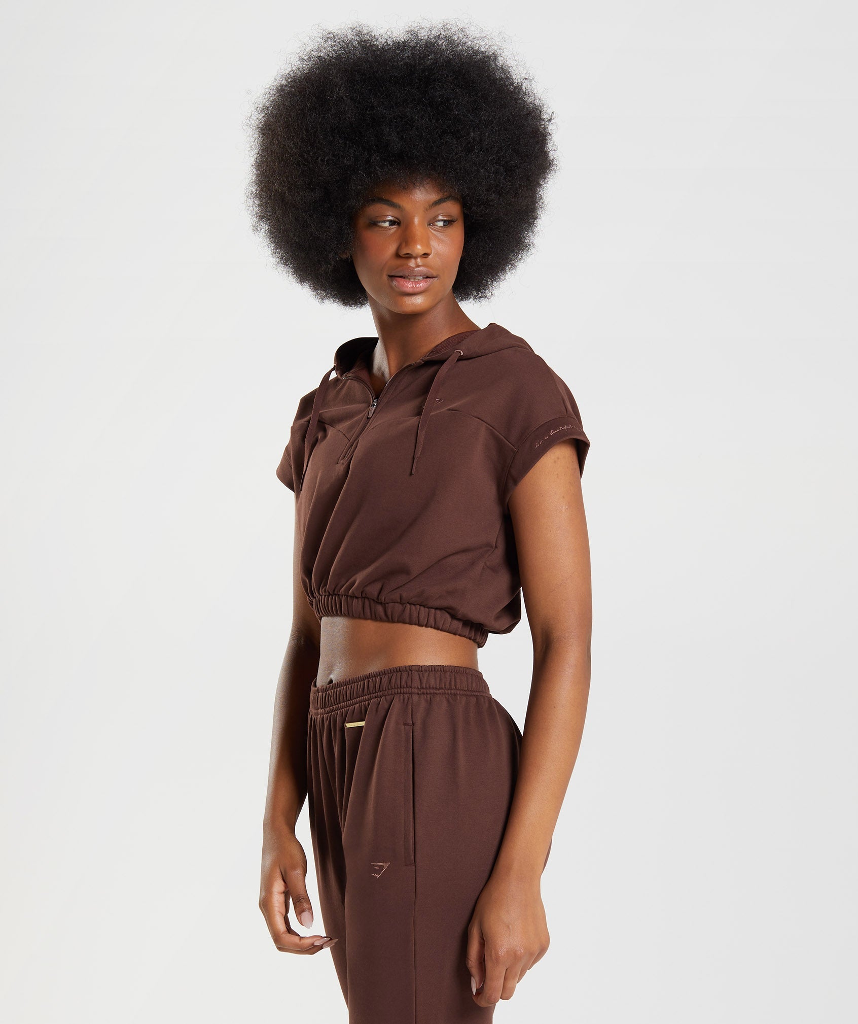 Whitney Cropped Sleeveless Hoodie in Rekindle Brown