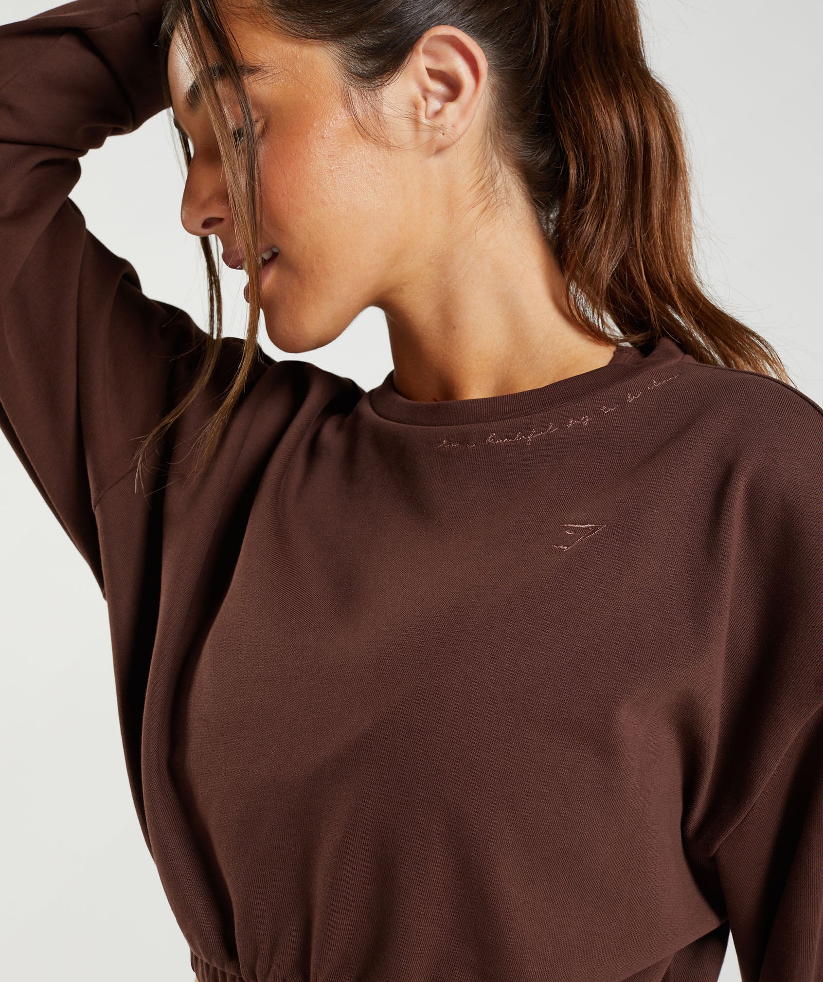 Whitney Cropped Pullover in Rekindle Brown - view 8