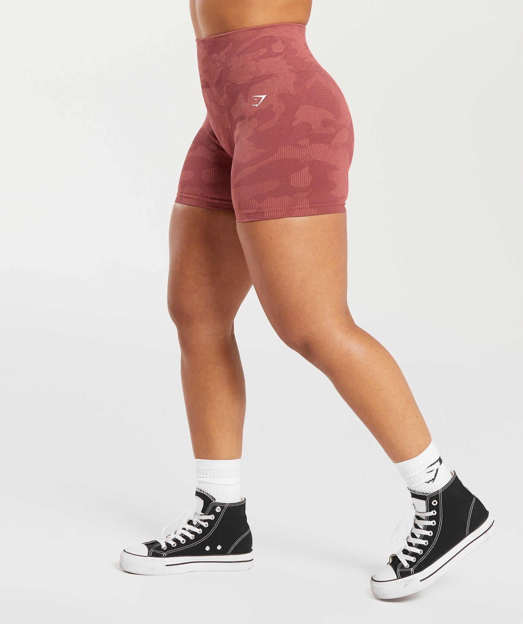 Adapt Camo Seamless Ribbed Shorts in Soft Berry/Sunbaked Pink - view 3