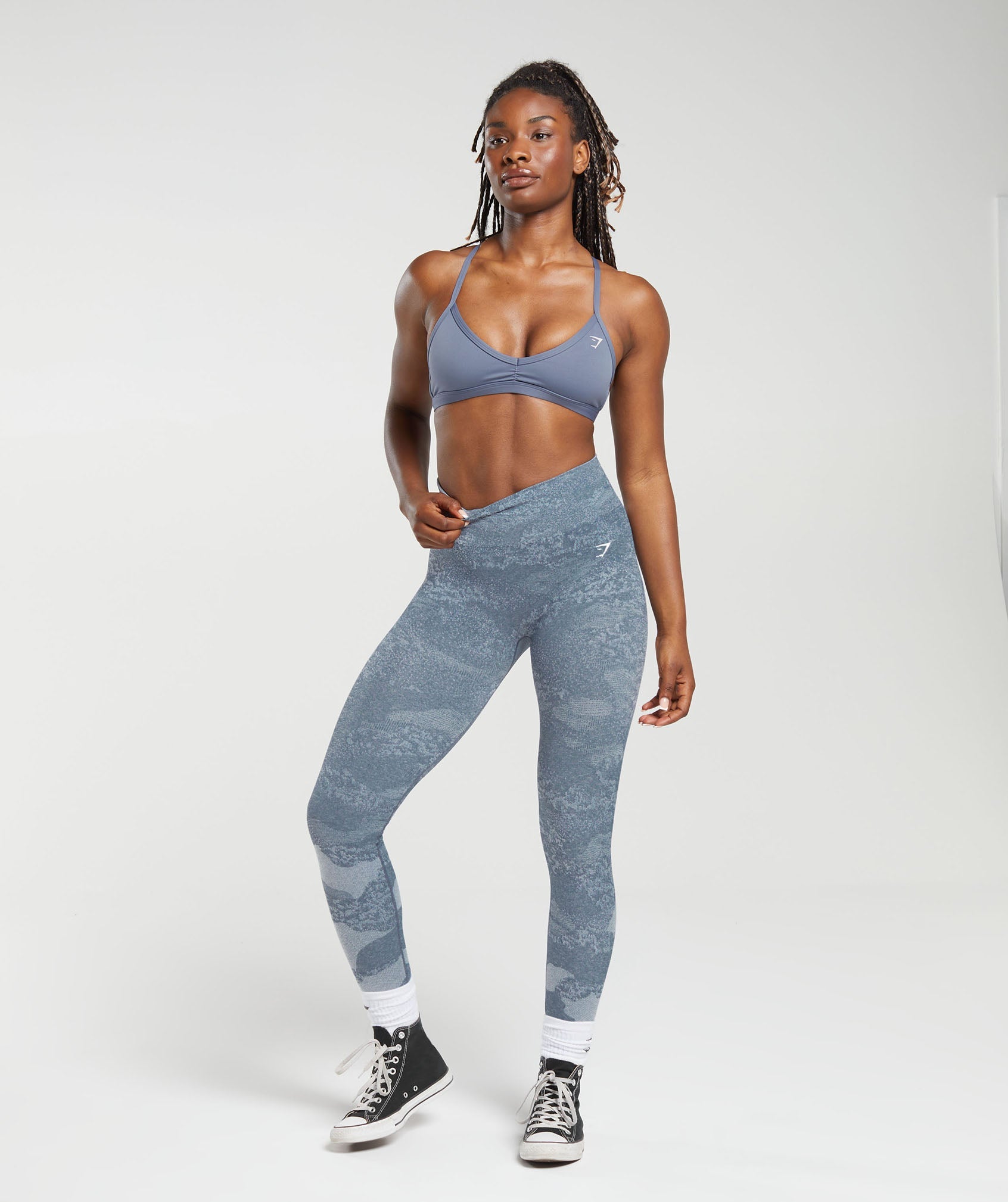 Gymshark Adapt Camo Seamless Leggings - River Stone Grey/Evening Blue