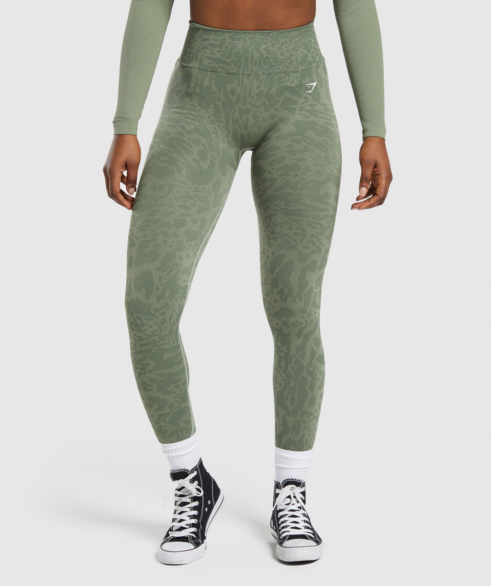 Gymshark Adapt Fleck Seamless Leggings - Dusk Green/Light Sage