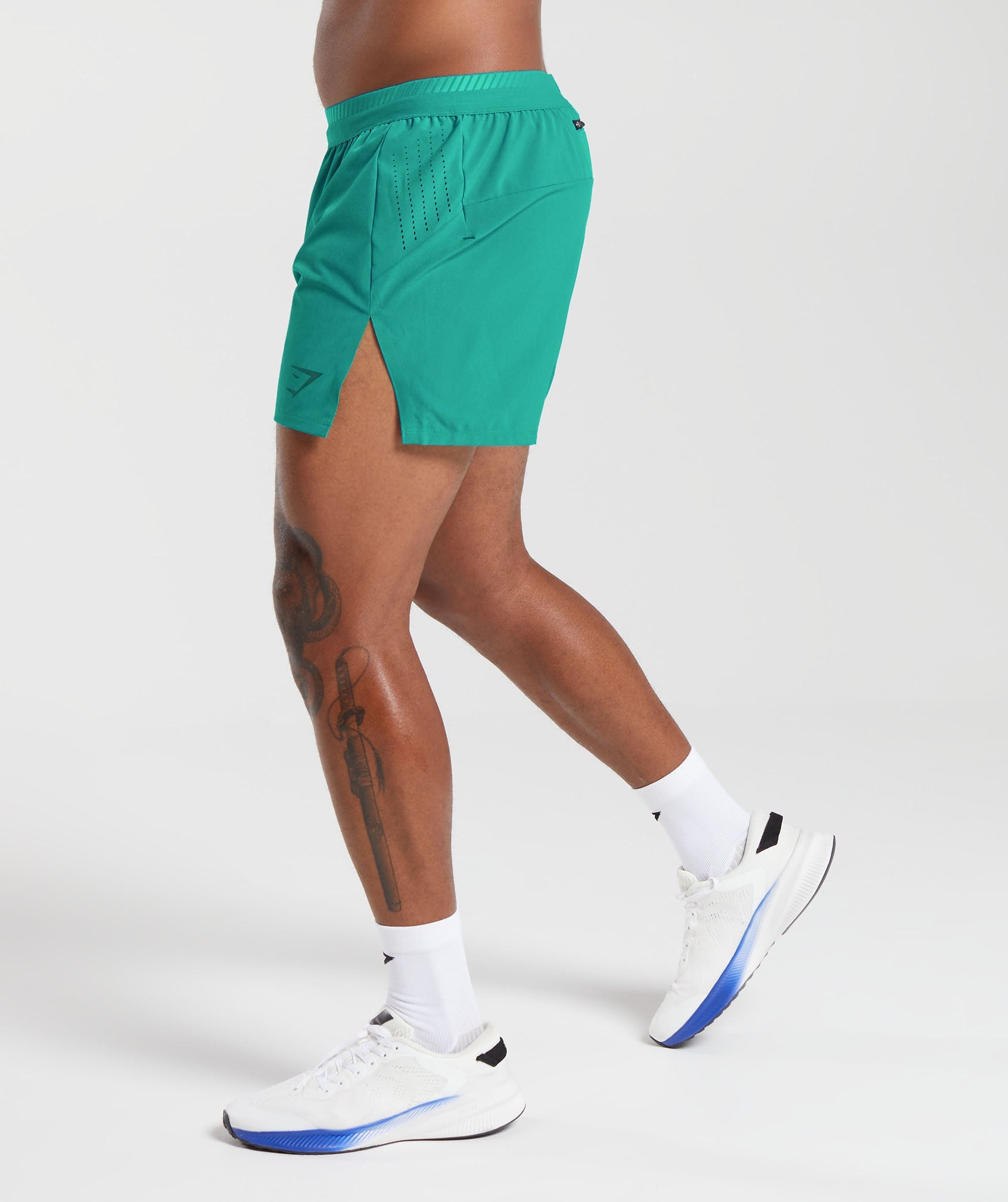 Apex Run 4" Shorts in Seafoam Blue - view 3