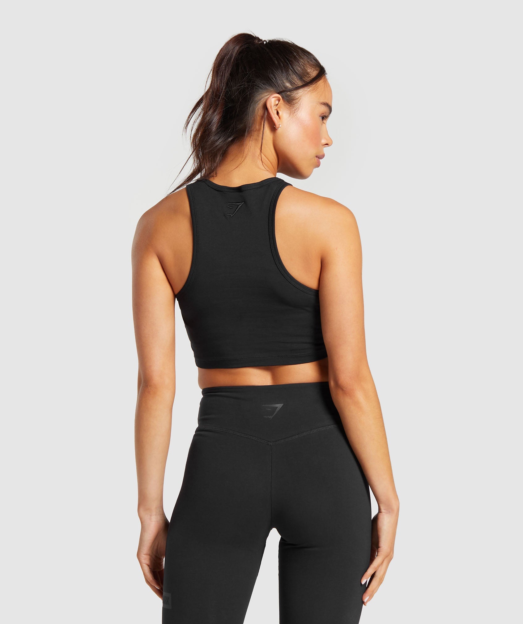 Block Crop Tank in Black - view 2