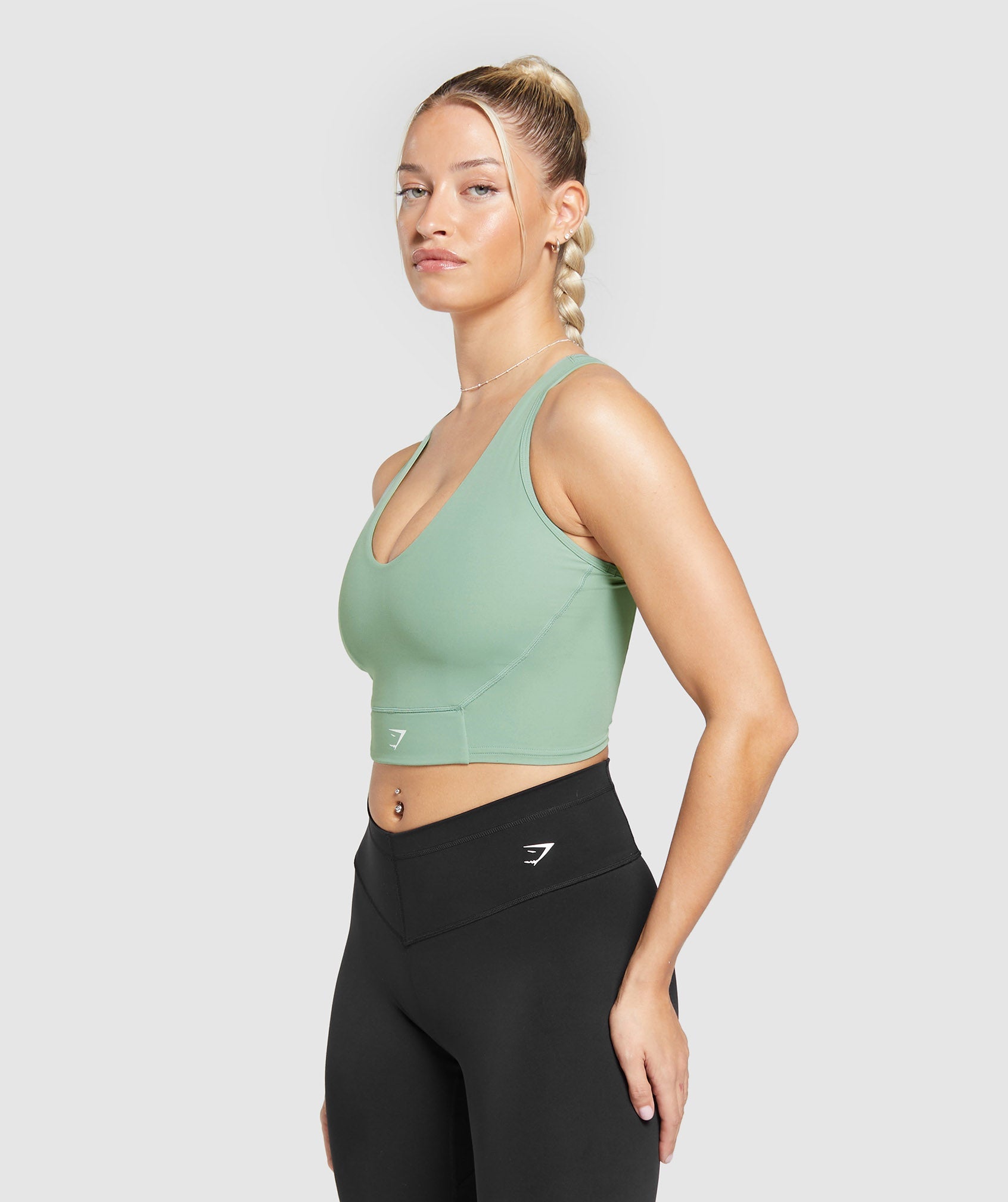 Crop Mesh Tank in Dollar Green - view 3