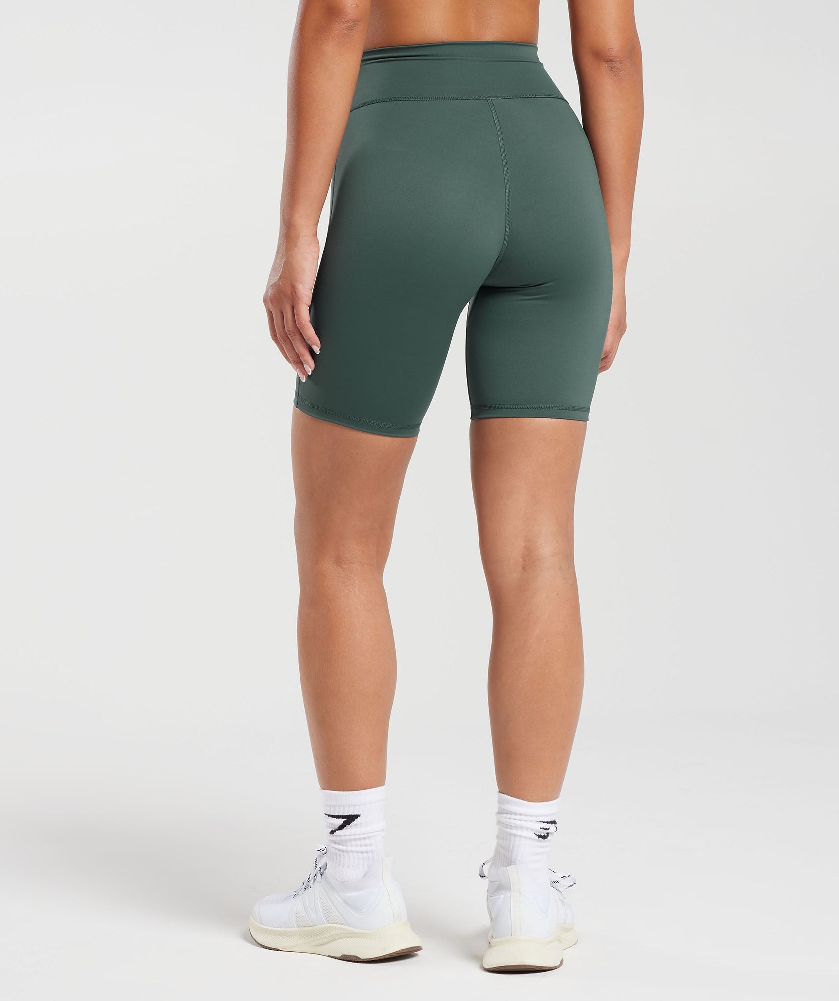 Mulheres estiramento de cintura alta biker shorts treino elastano na altura  do joelho curto magro fitness sólido bodycon ciclismo magro bottoms