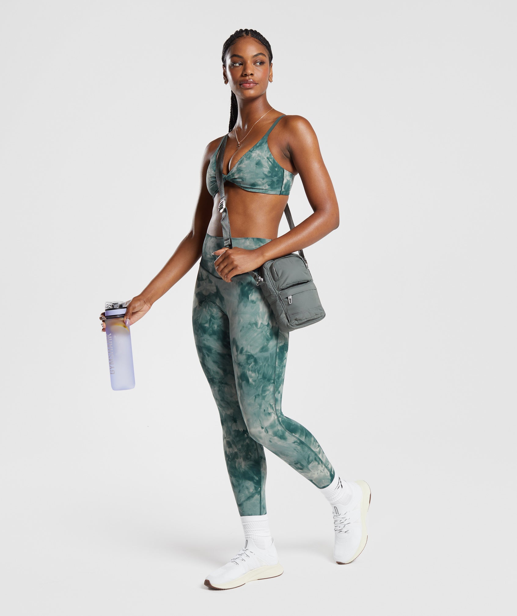 Elevate Twist Front Spray Dye Bralette in Stone Grey/Fog Green - view 4