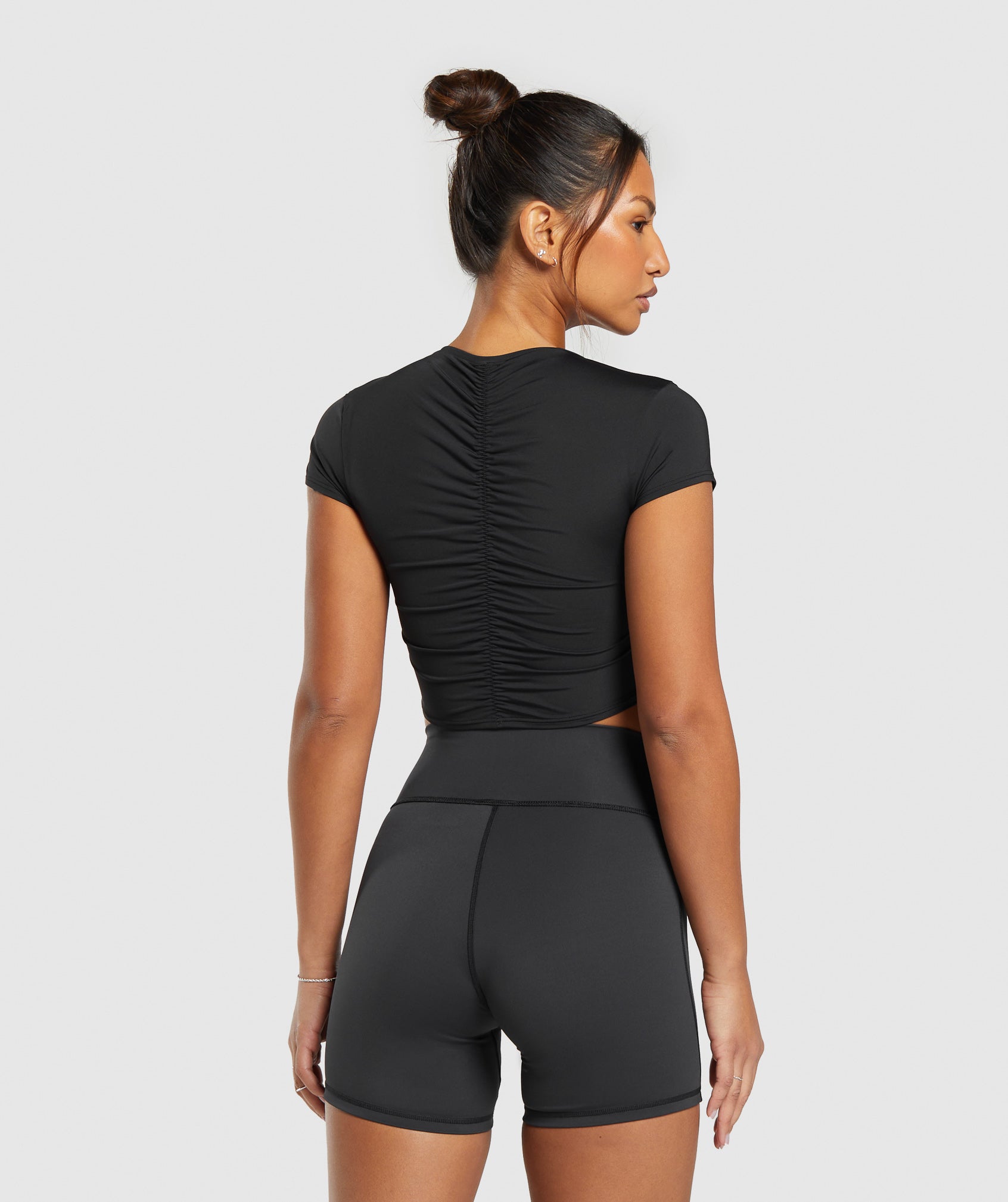 Elevate Ruched Crop Top in Black - view 2