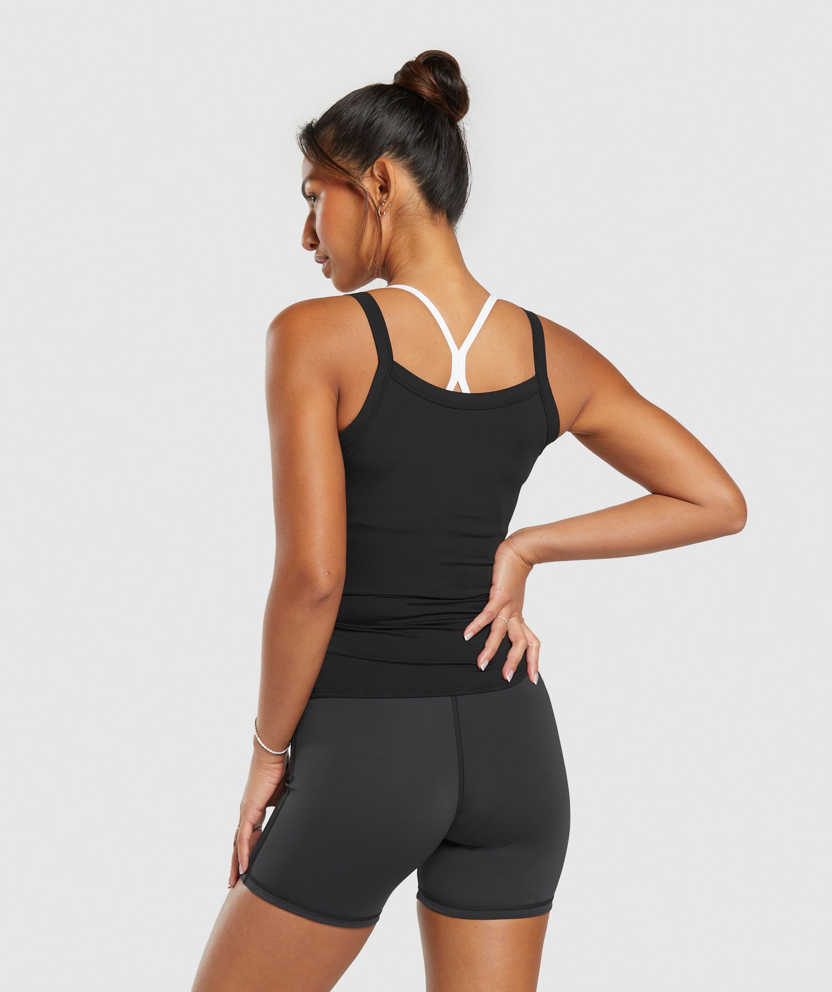 Elevate Ruched Tank in Black - view 2
