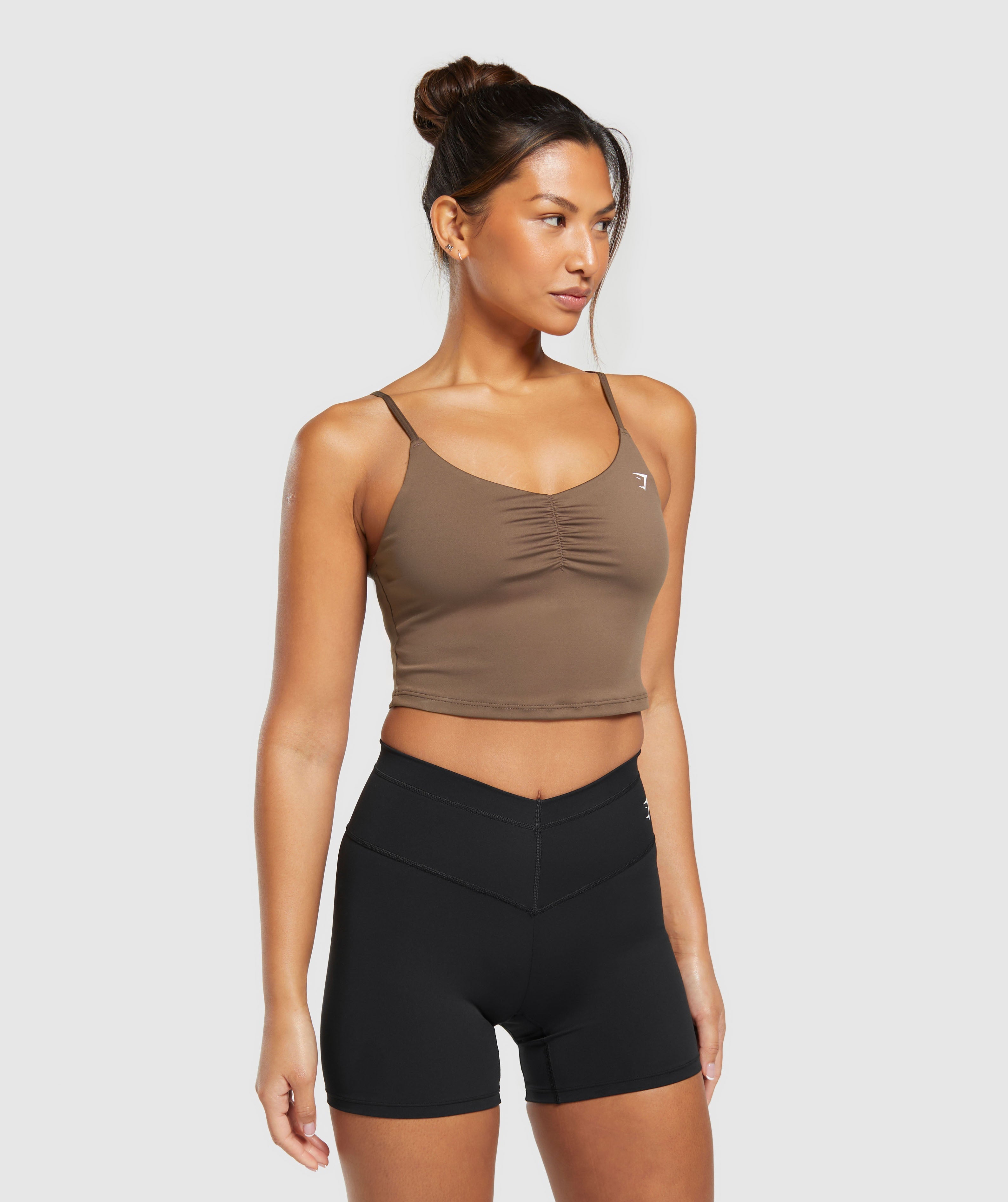 Everyday Strappy Crop Cami Tank in Soft Brown - view 3