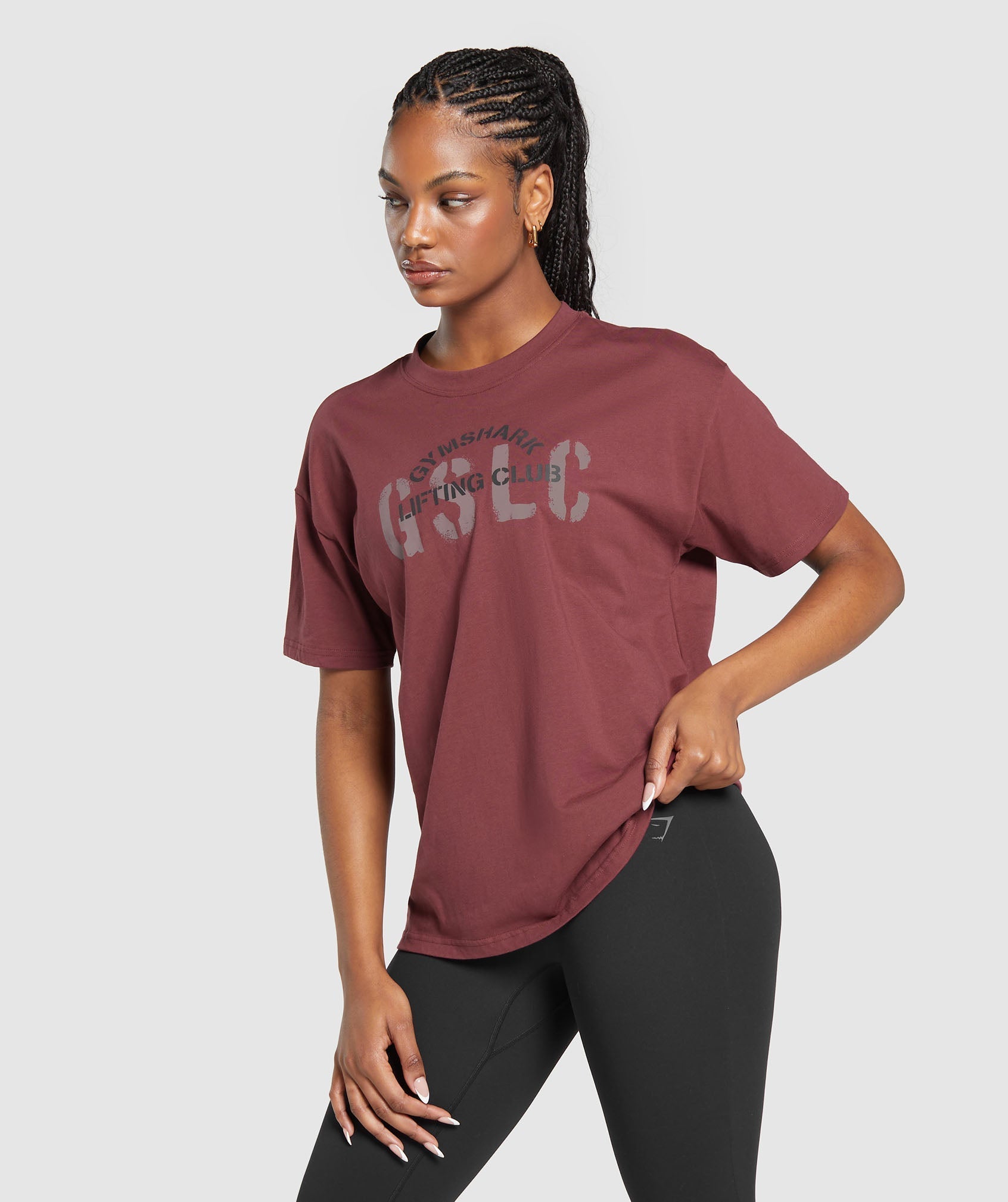 Built Oversized T-Shirt in Washed Burgundy - view 5