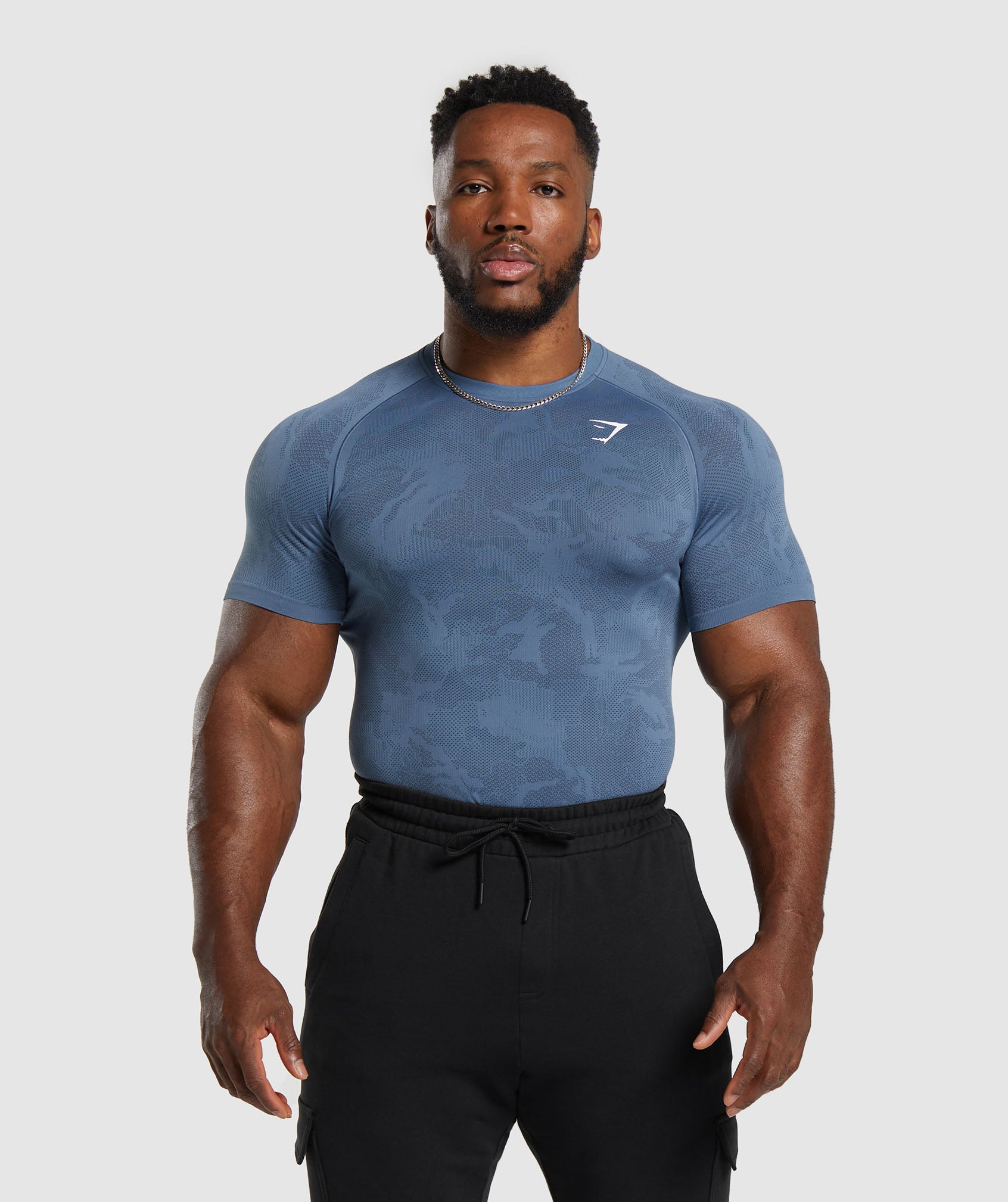 Geo Seamless T-Shirt in Faded Blue/Titanium Blue