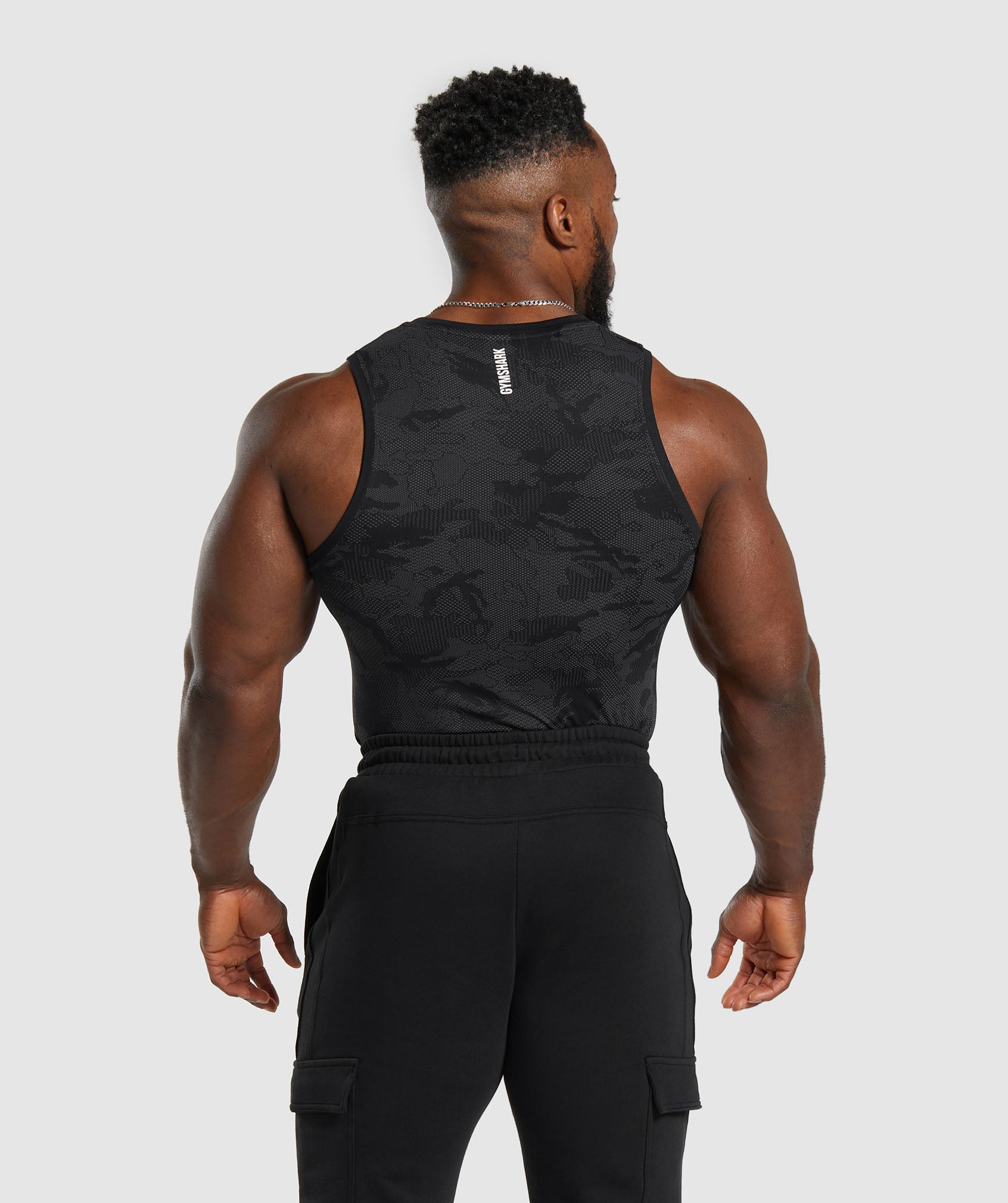 Gymshark Geo Seamless T-Shirt - Black/Charcoal Grey