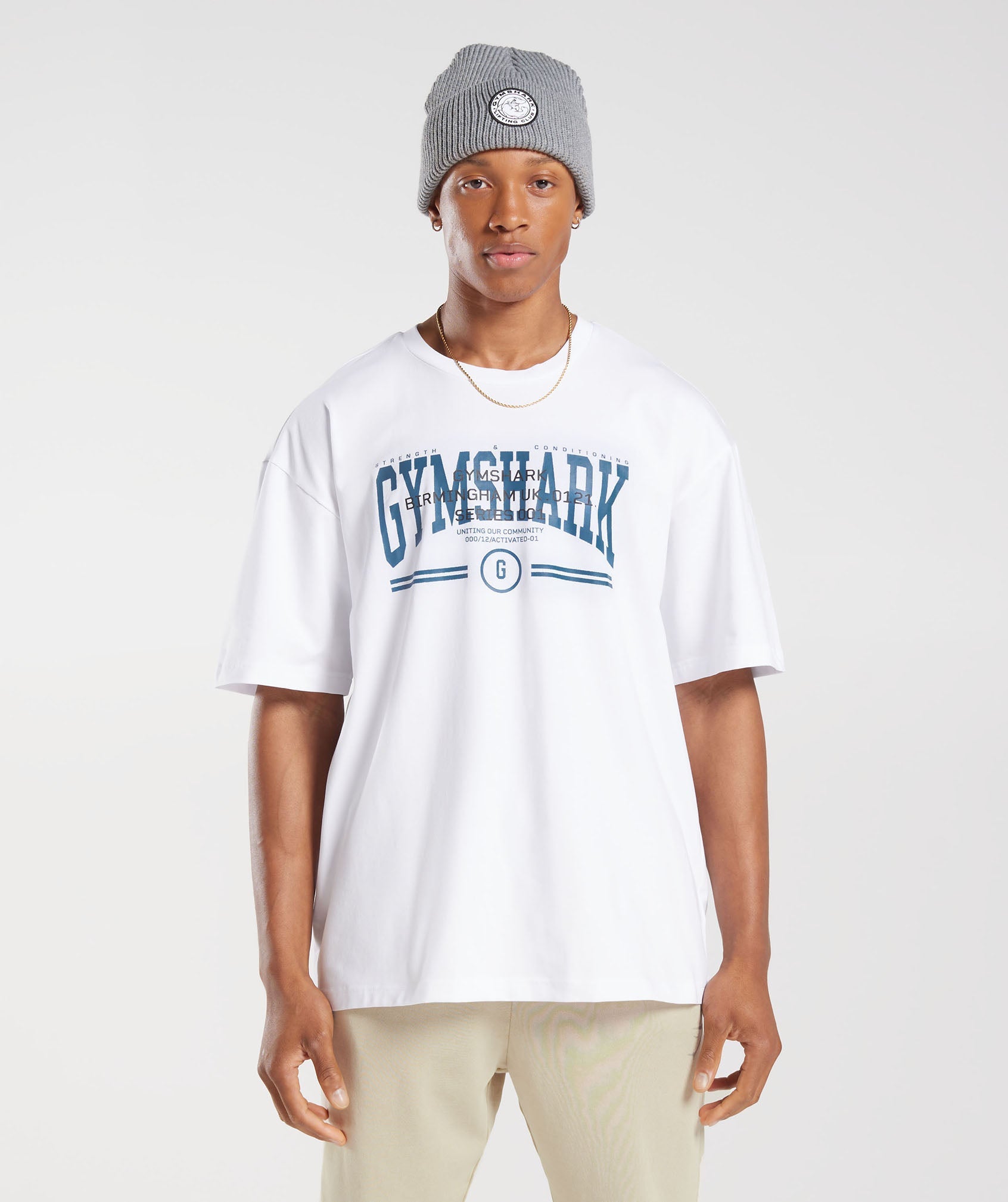 Collegiate Oversized T-Shirt in White - view 1