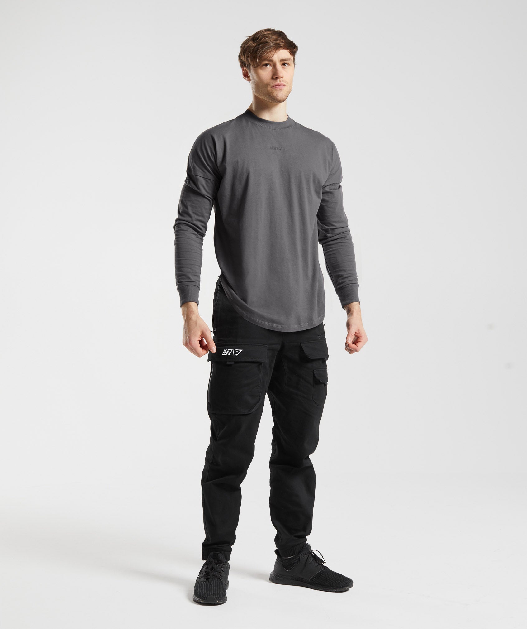 Gymshark GS x David Laid Oversized Long Sleeve T-Shirt - Wolf Grey