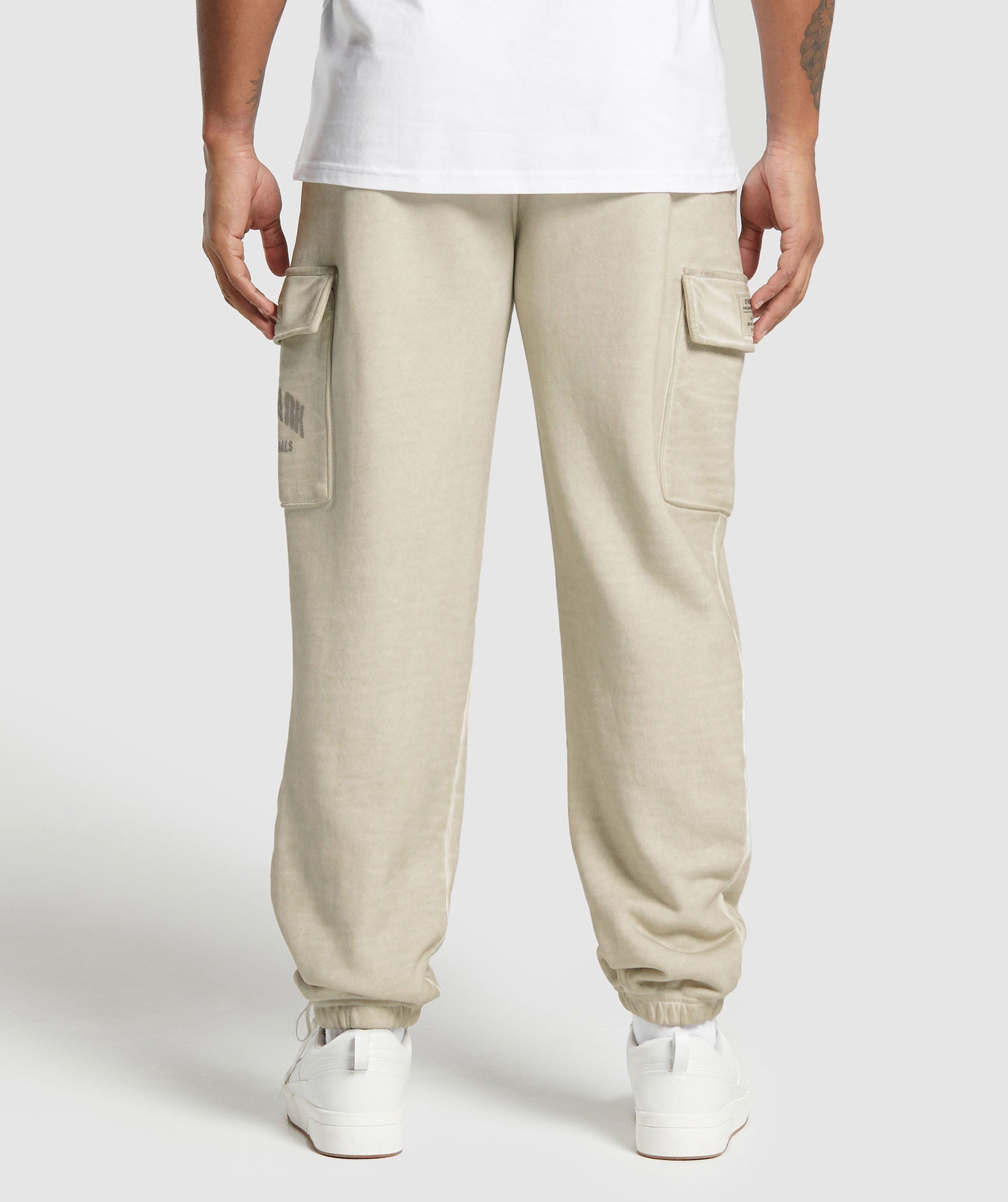 Heavyweight Washed Cargo Joggers in Pebble Grey - view 2
