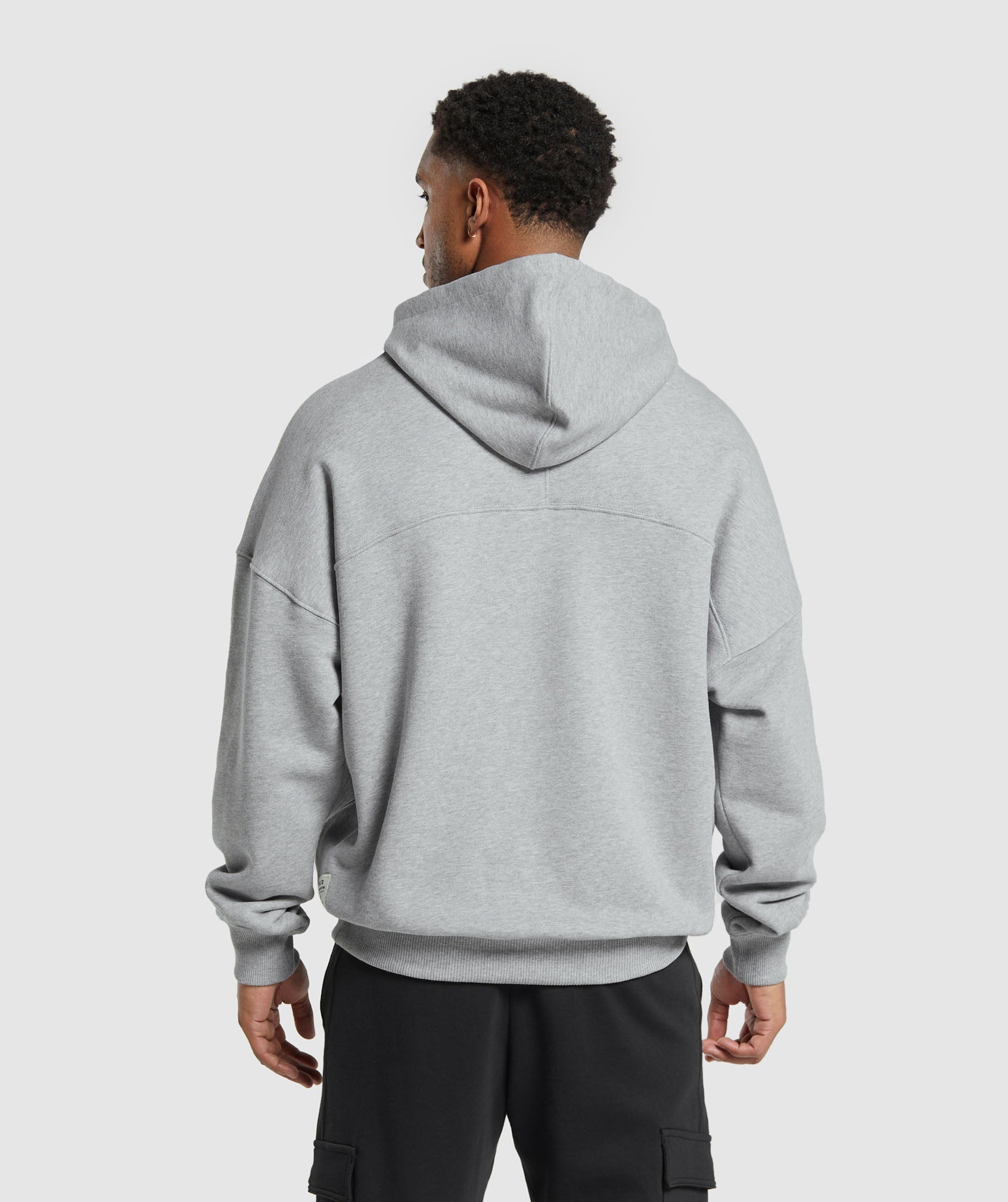 Heavyweight Washed Hoodie in Platinum Grey Marl - view 2