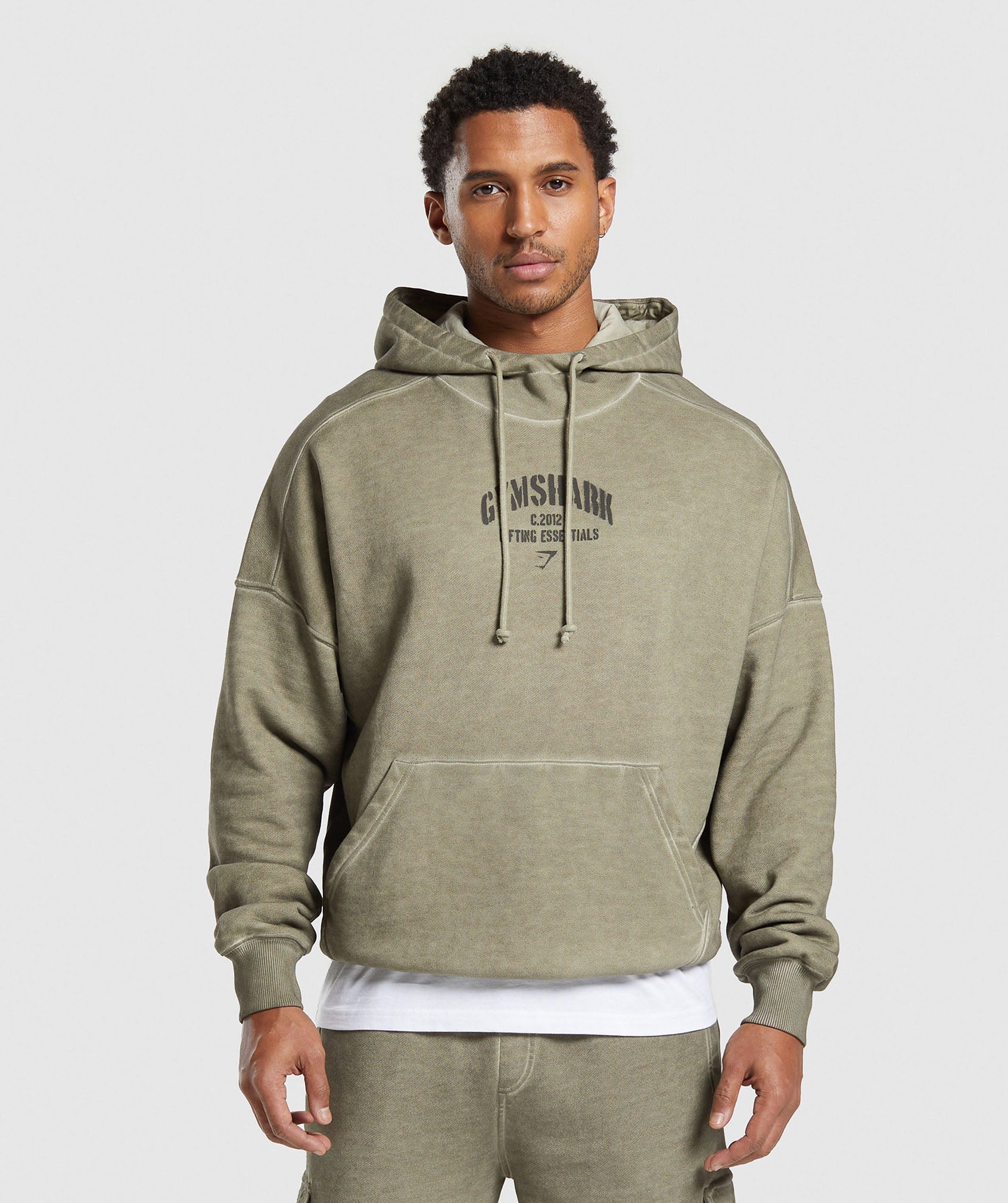 Heavyweight Washed Hoodie in Utility Green - view 1