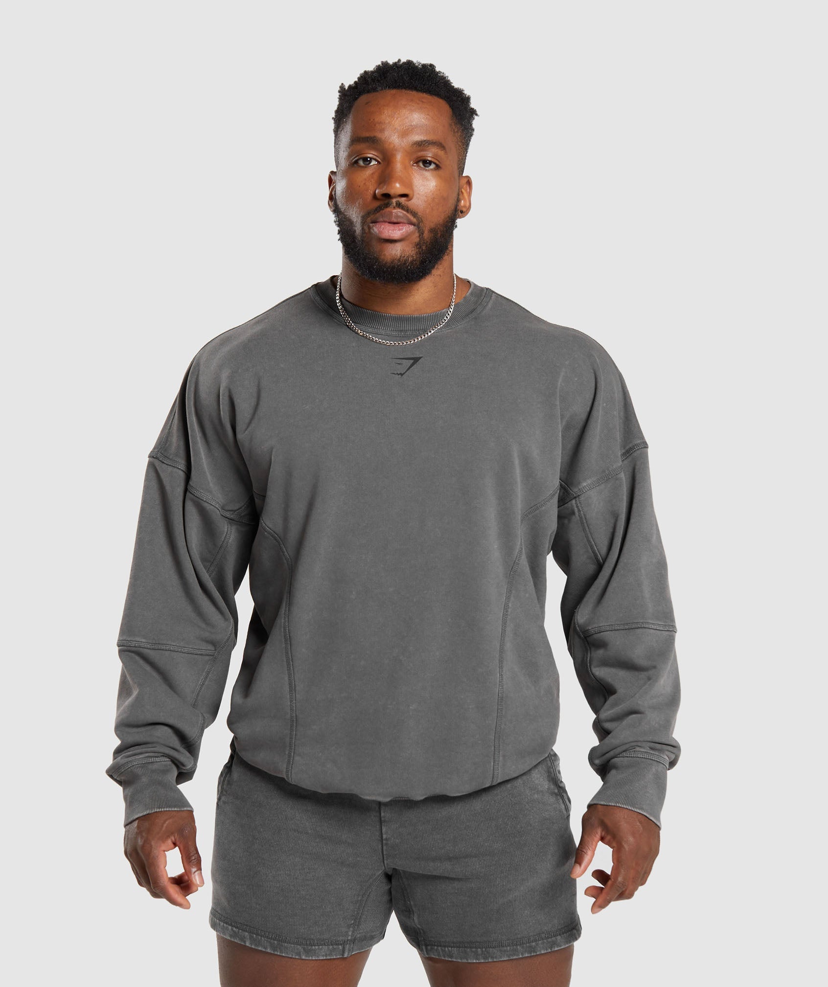 Gymshark Heritage Washed Crew - Onyx Grey | Gymshark