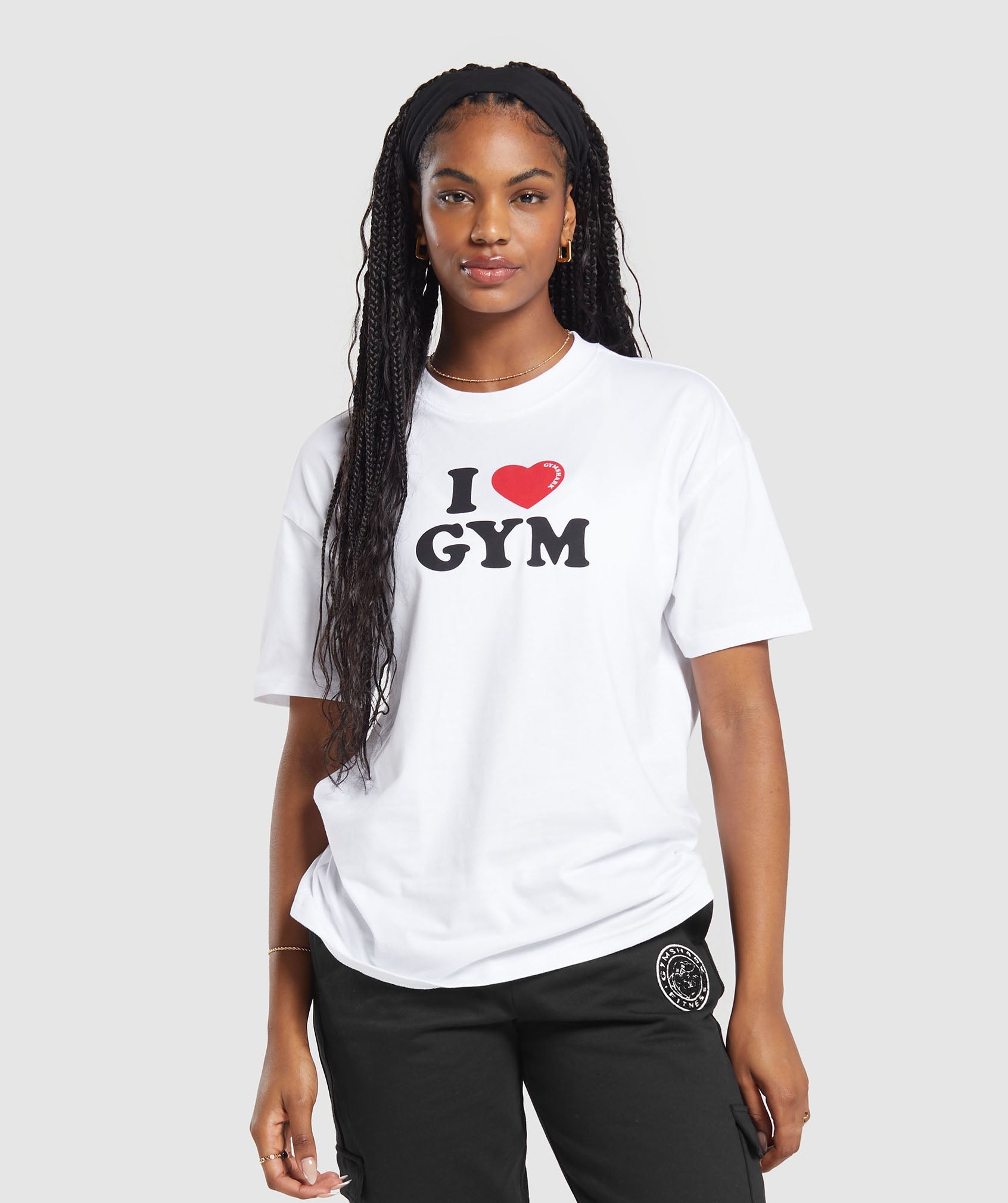 I Heart Gym Oversized T-Shirt in White - view 1