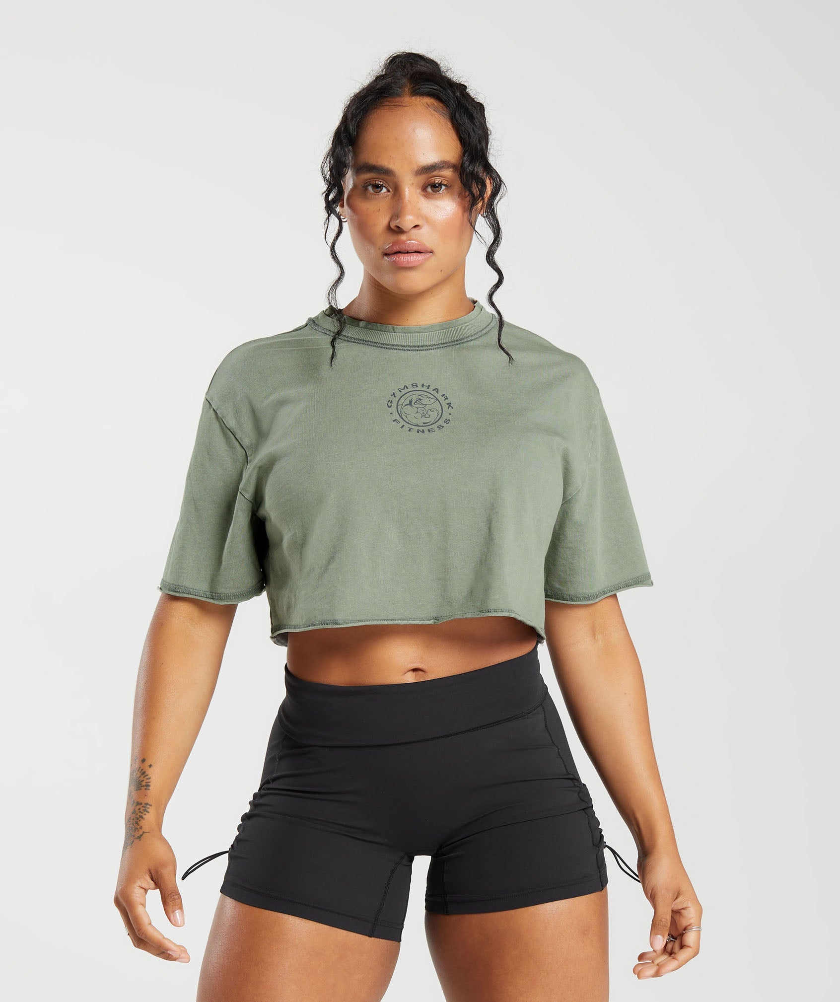 Gymshark Legacy Washed Crop Top - Raspberry Pink/Acid Wash Small