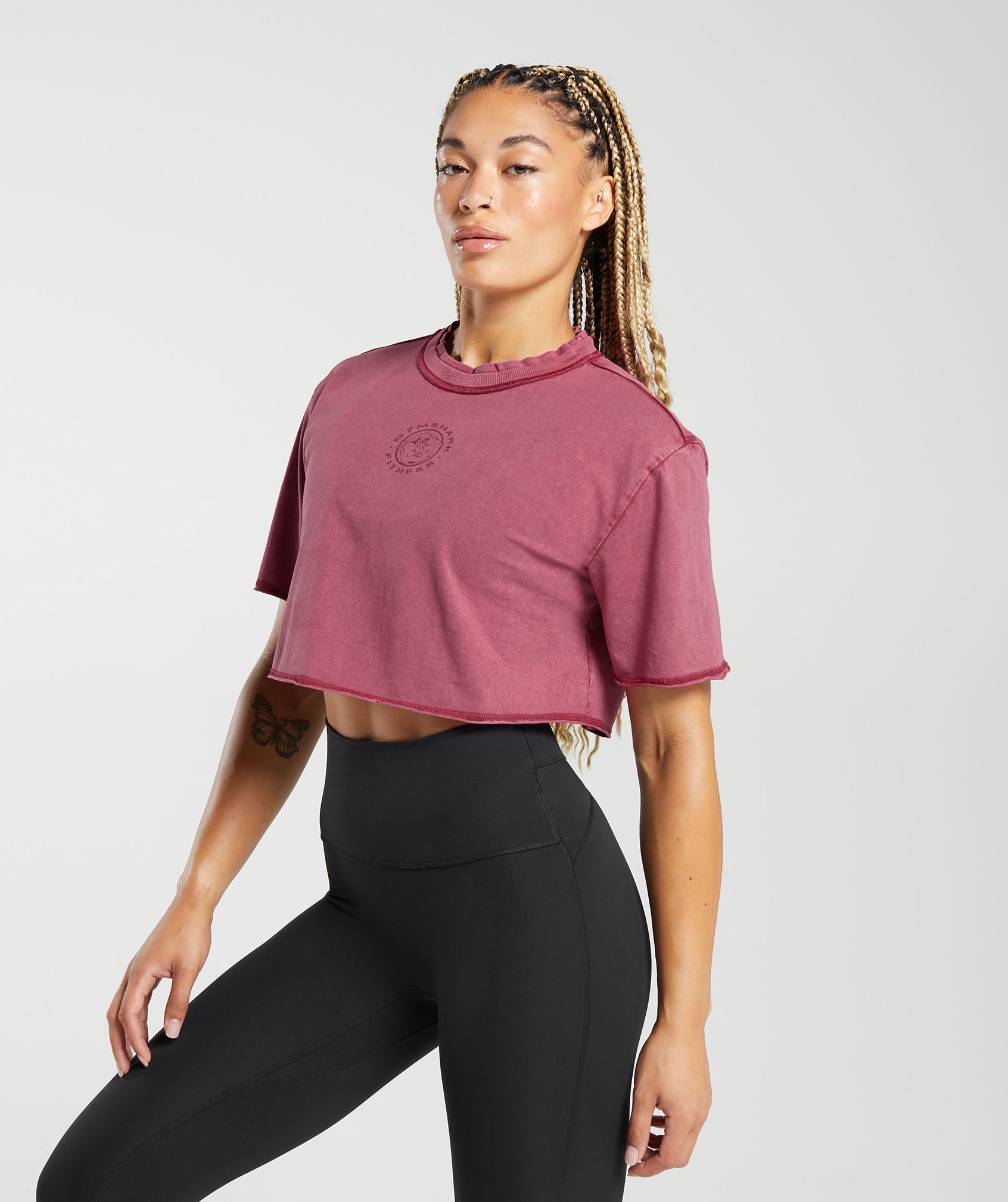 Legacy Washed Crop Top in Raspberry Pink - view 3