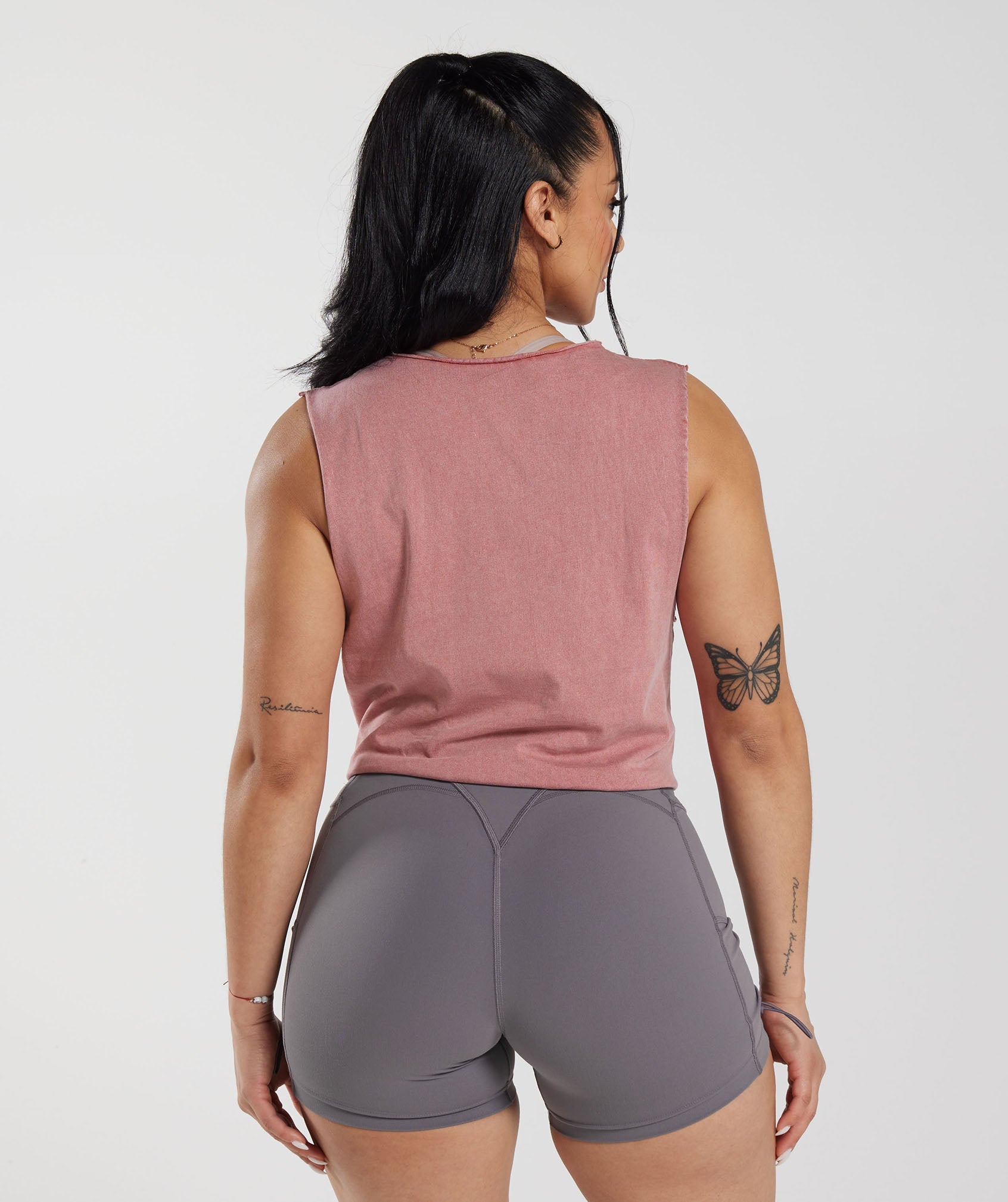 Gymshark Legacy Washed Crop Top - Raspberry Pink/Acid Wash Small