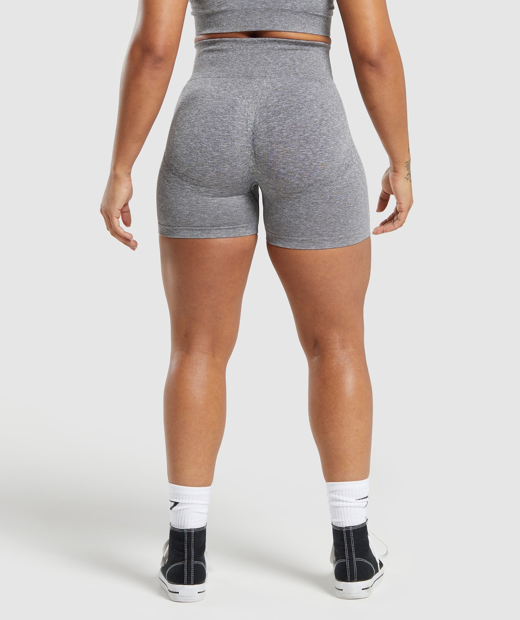 Lift Contour Seamless Shorts in Brushed Grey/White Marl - view 5