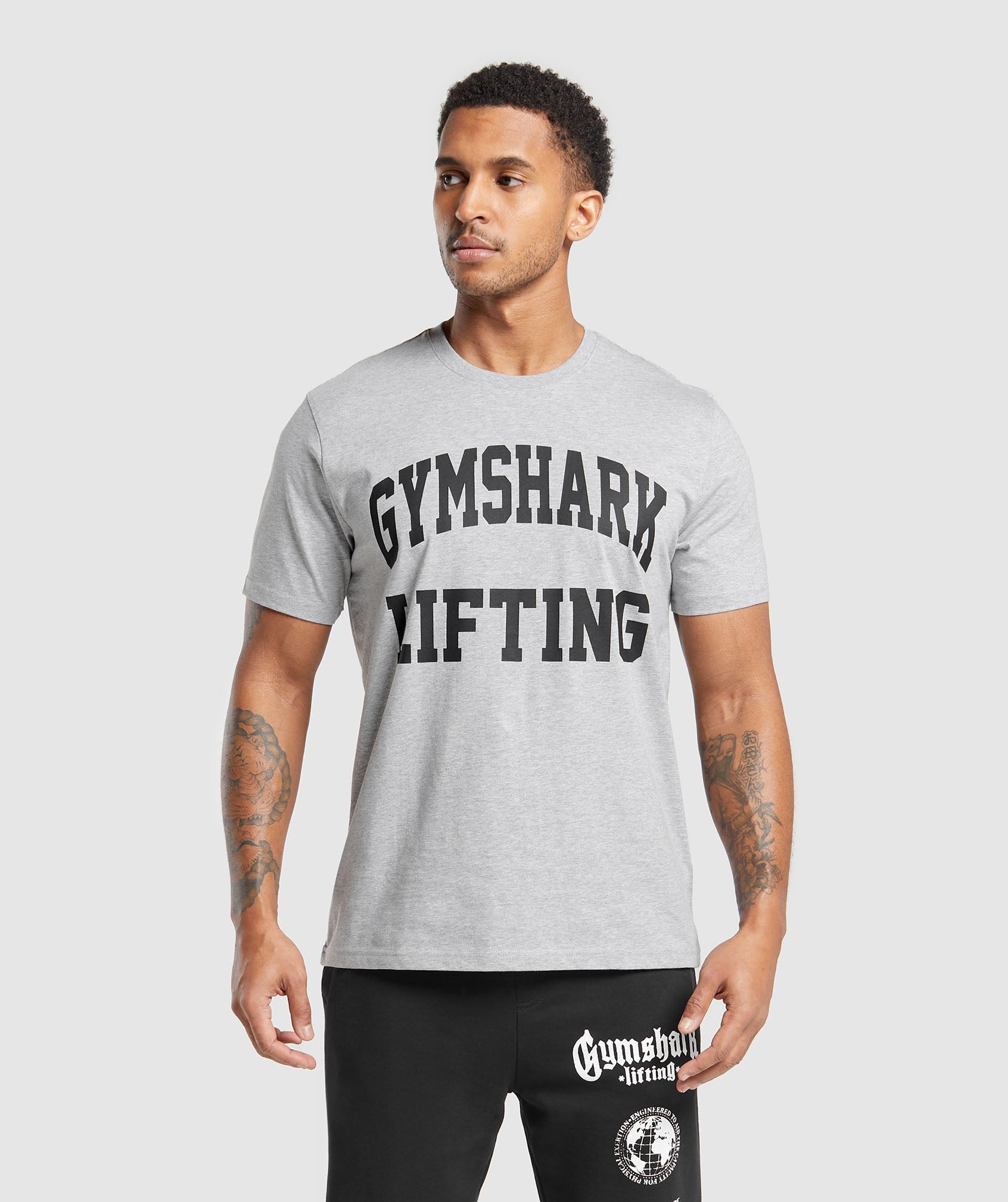 Lifting Club T-Shirt in Light Grey Core Marl - view 1