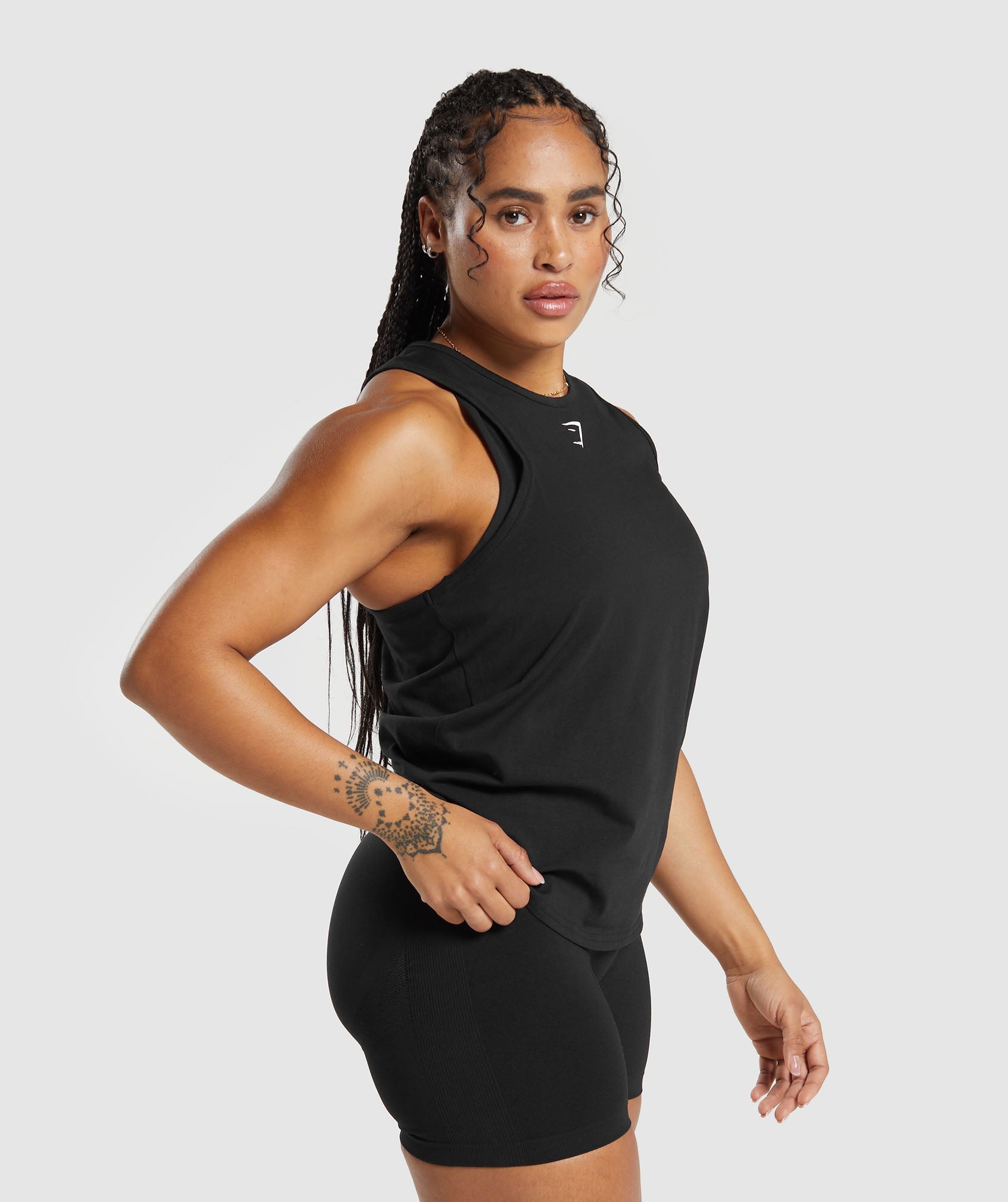 Training Cotton Tank in Black - view 3